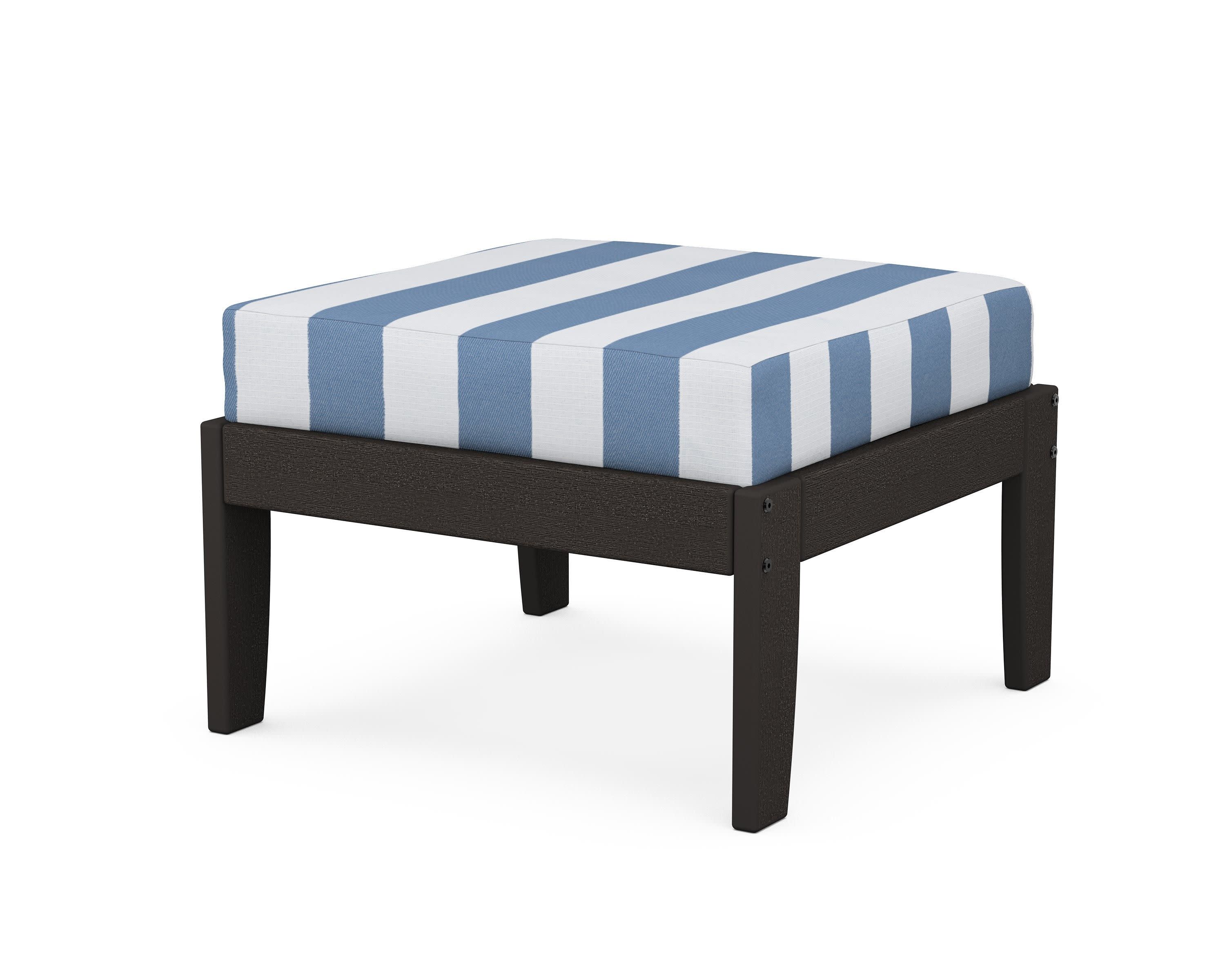 Modular Ottoman - Classic in Vintage Coffee / Cabana Stripe Sky Blue