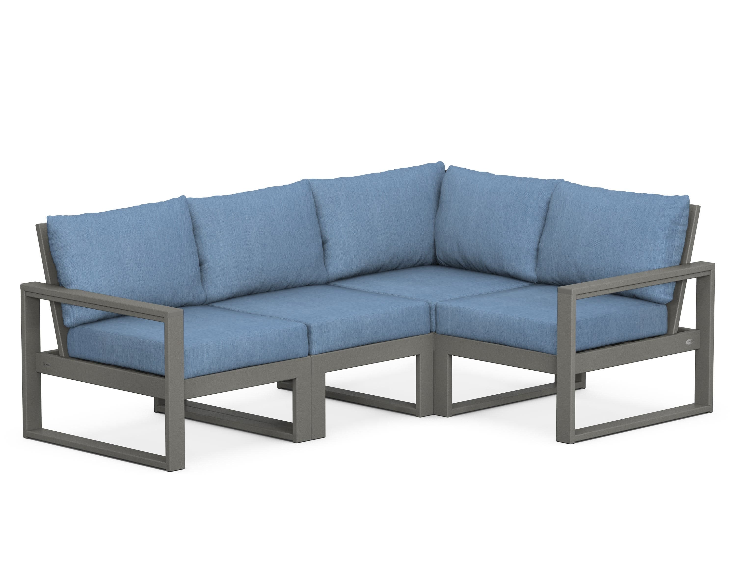 EDGE 4-Piece Modular Deep Seating Set in Slate Grey / Sky Blue