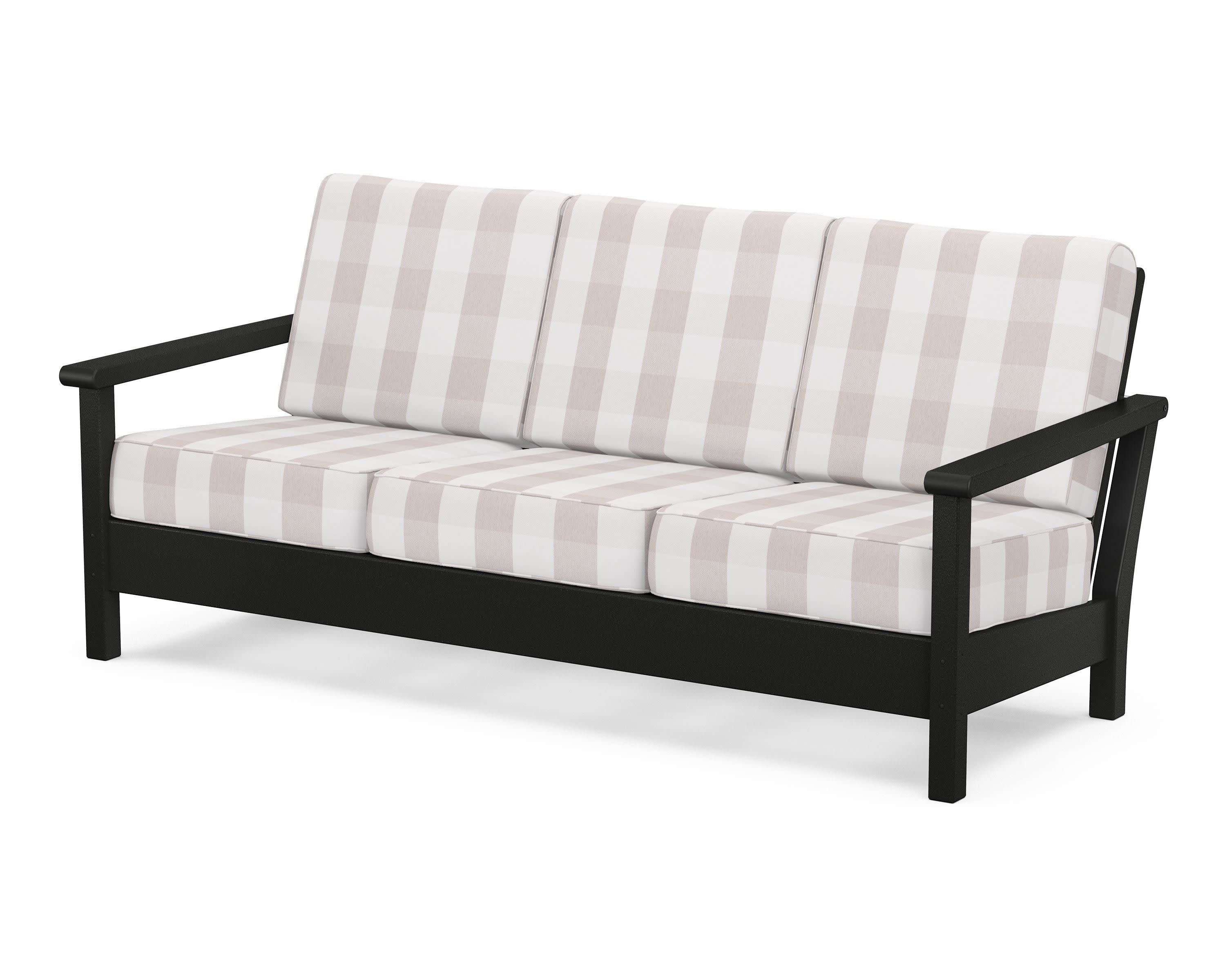 Harbour Deep Seating Sofa in Black / Buffalo Plaid Dune Burlap