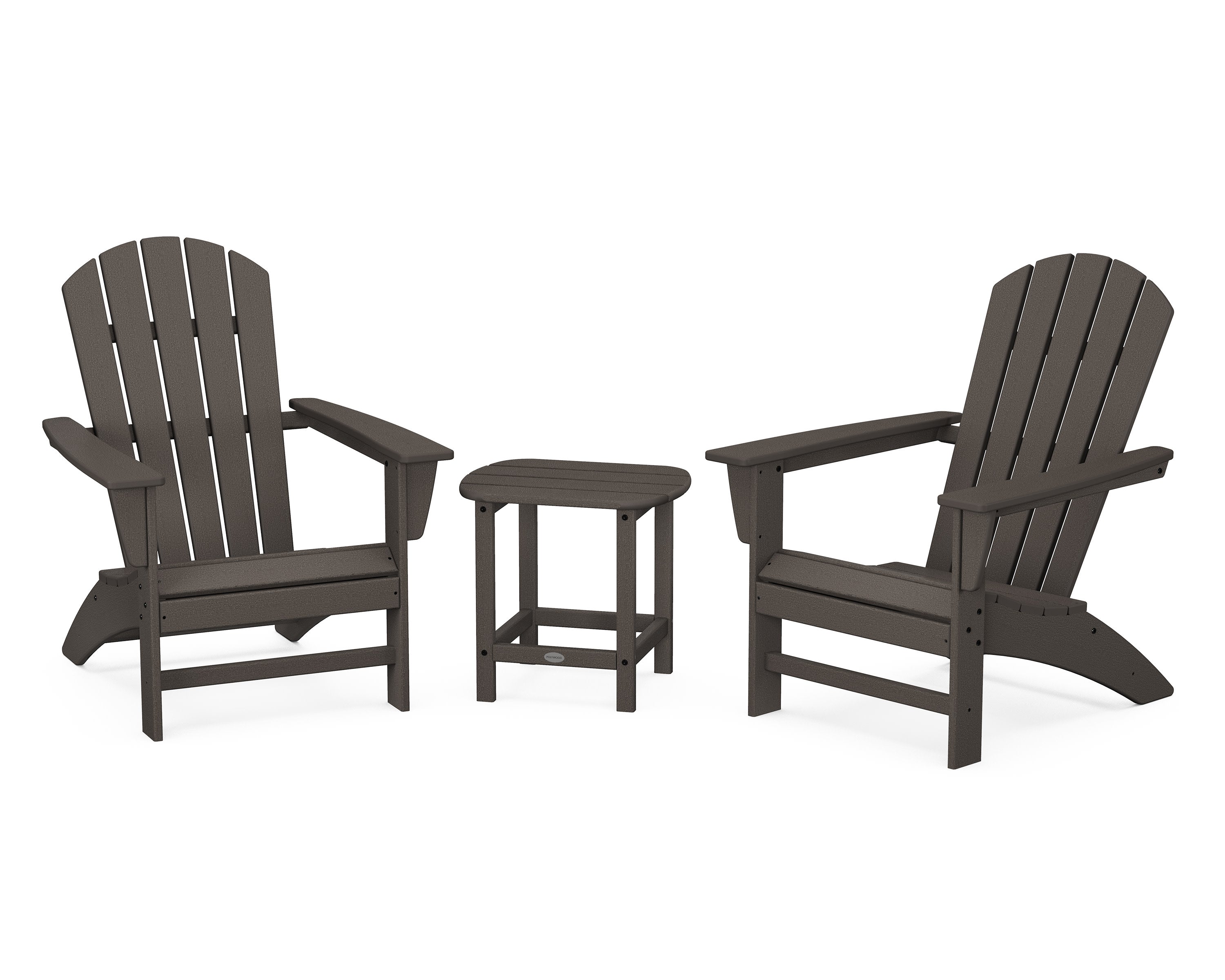 Nautical 3-Piece Adirondack Set with South Beach 18" Side Table in Vintage Coffee