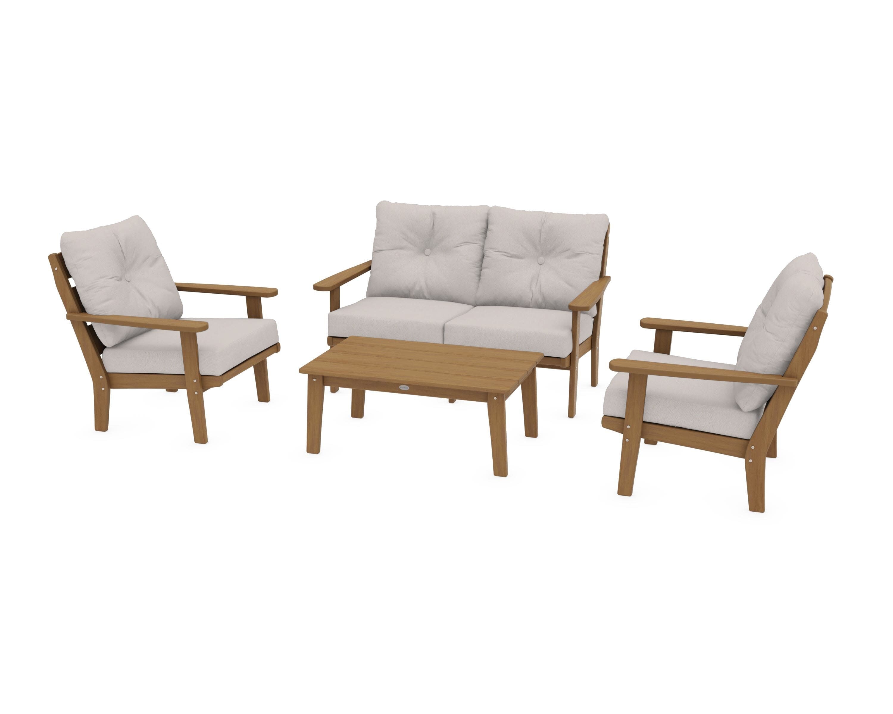 Lakeside 4-Piece Deep Seating Set in Natural / Dune Burlap