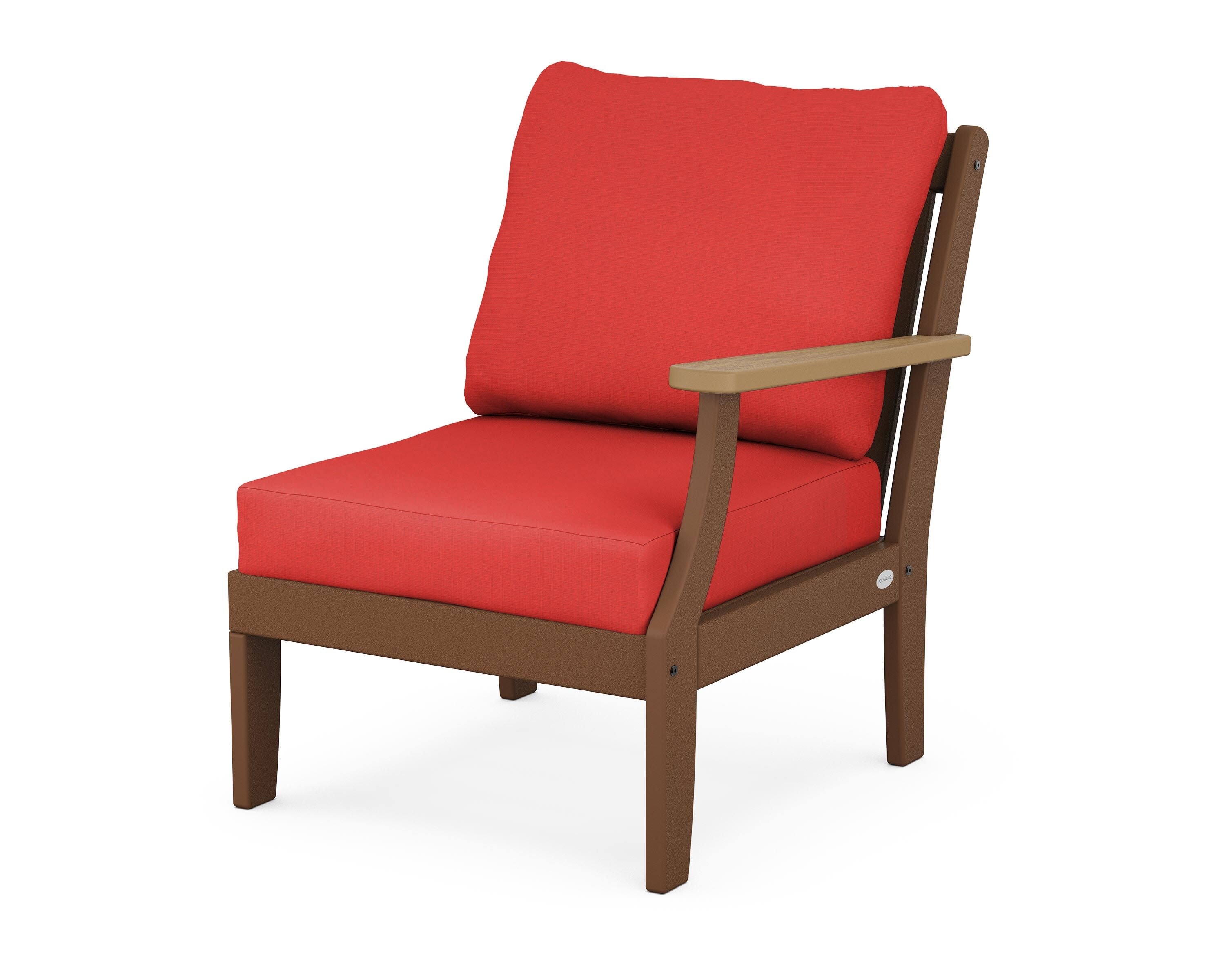 Braxton Modular Right Arm Chair in Teak / Natural / Crimson Linen