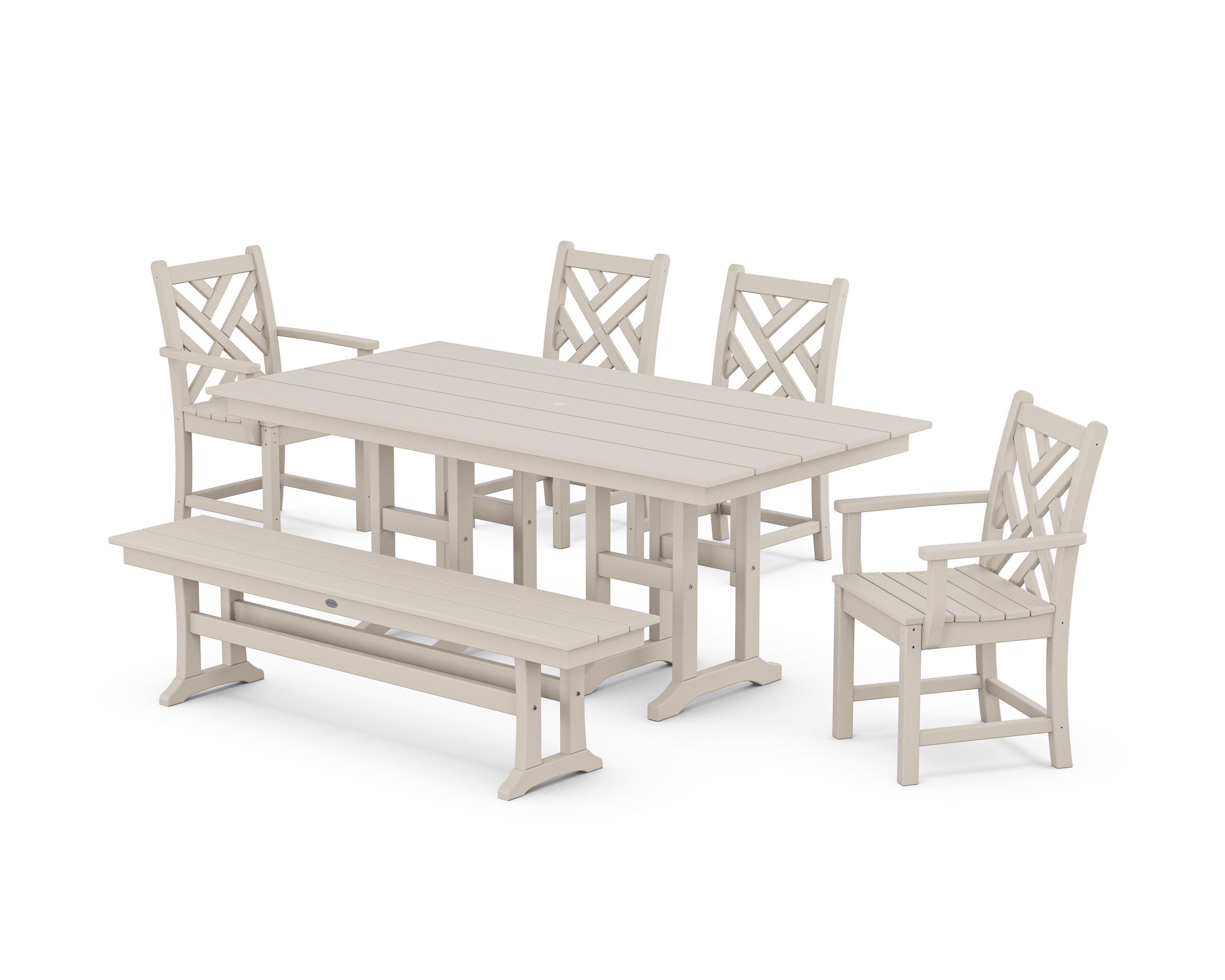 Chippendale 6-Piece Farmhouse Dining Set in Sand