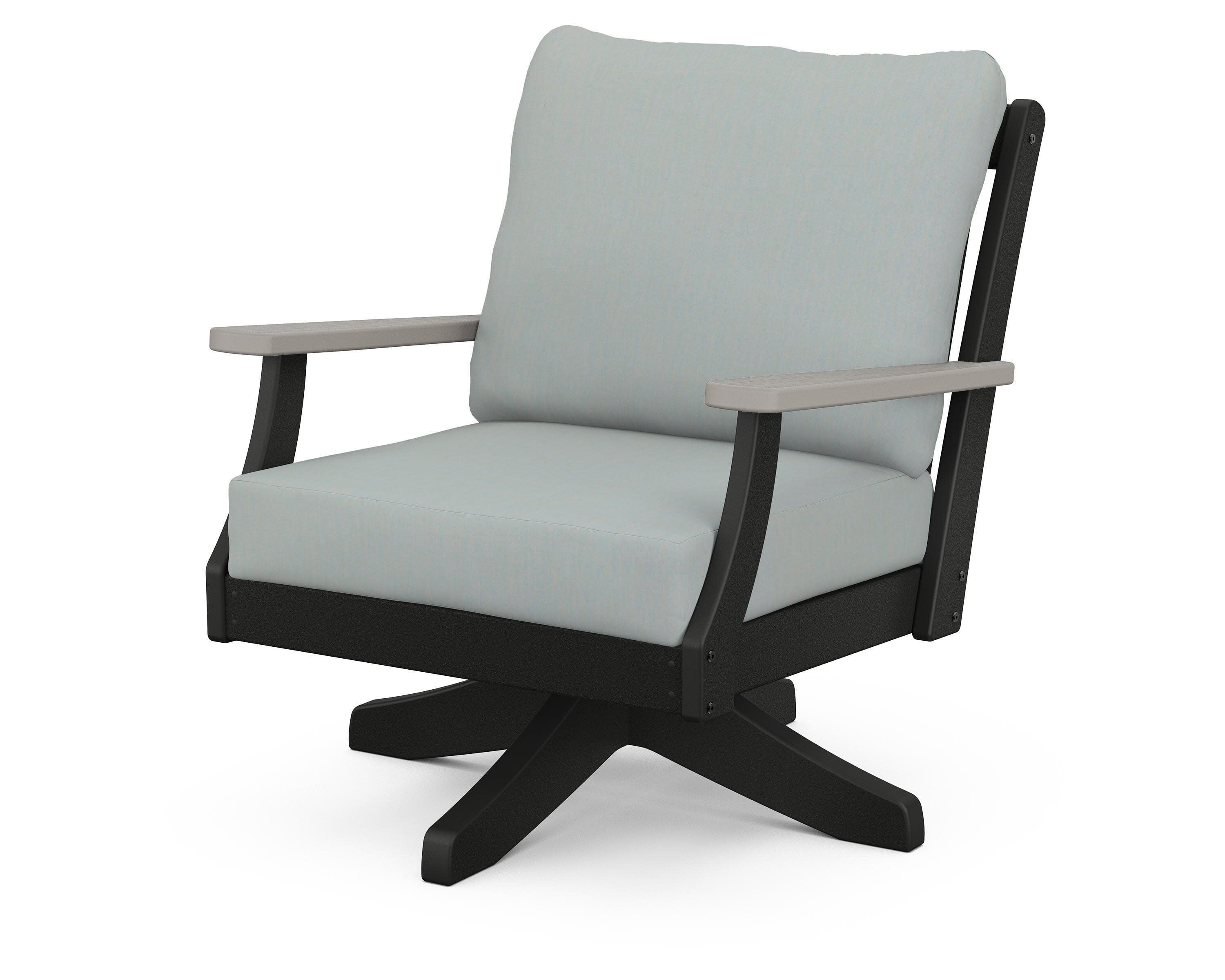 Braxton Deep Seating Swivel Chair in Black / Driftwood / Spa