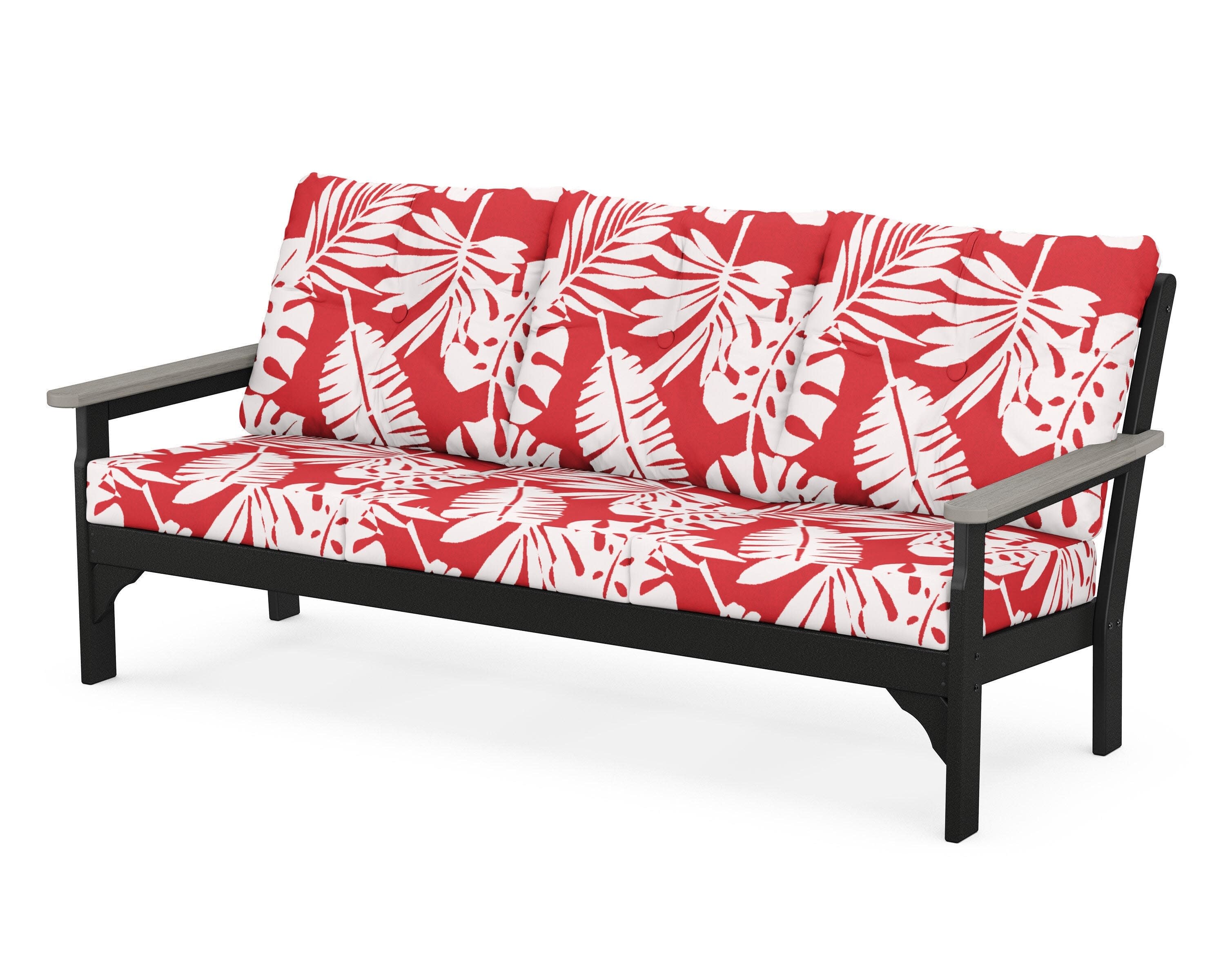Vineyard Deep Seating Sofa in Black / Driftwood / Leaf Crimson