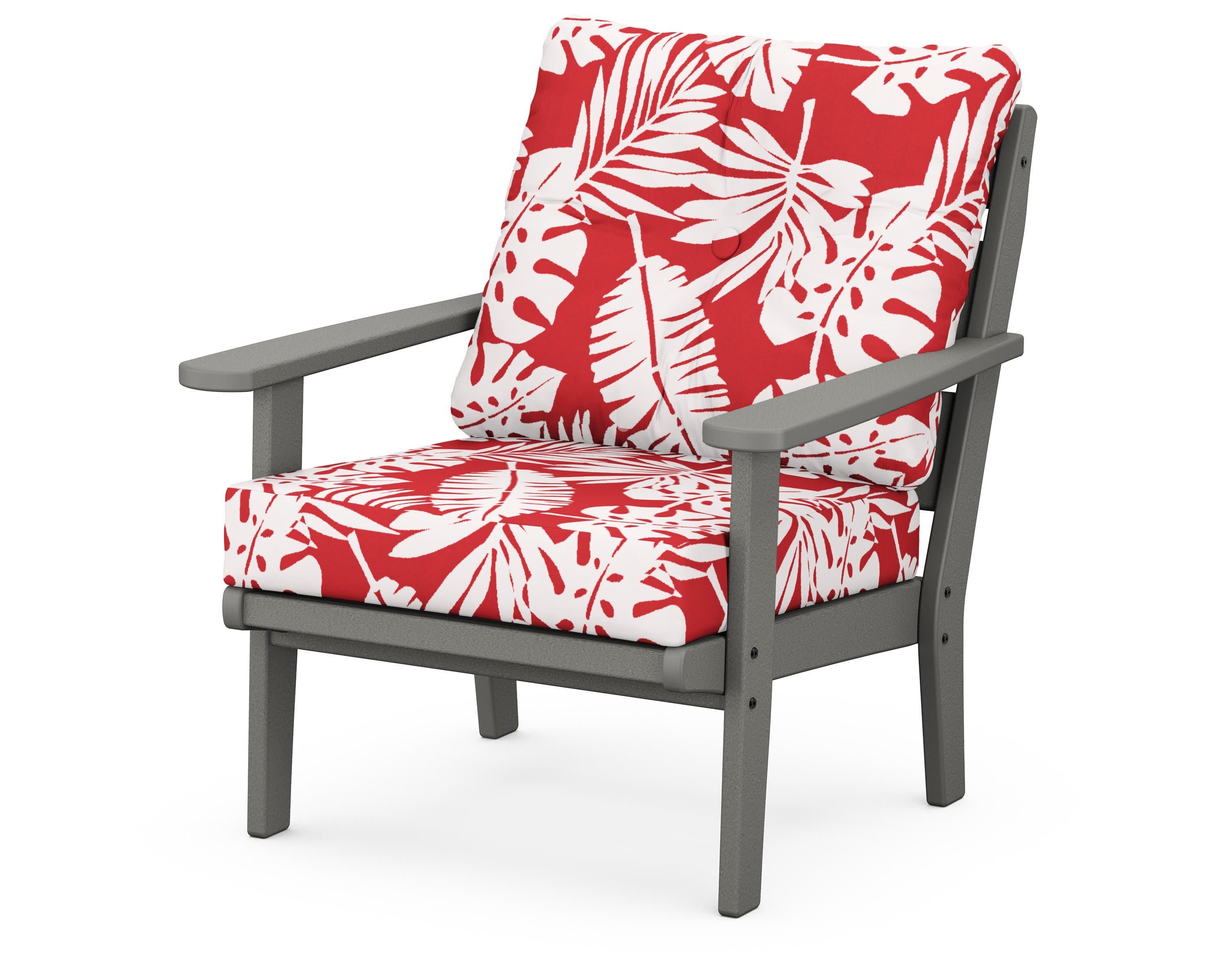 Lakeside Deep Seating Chair in Slate Grey / Leaf Crimson
