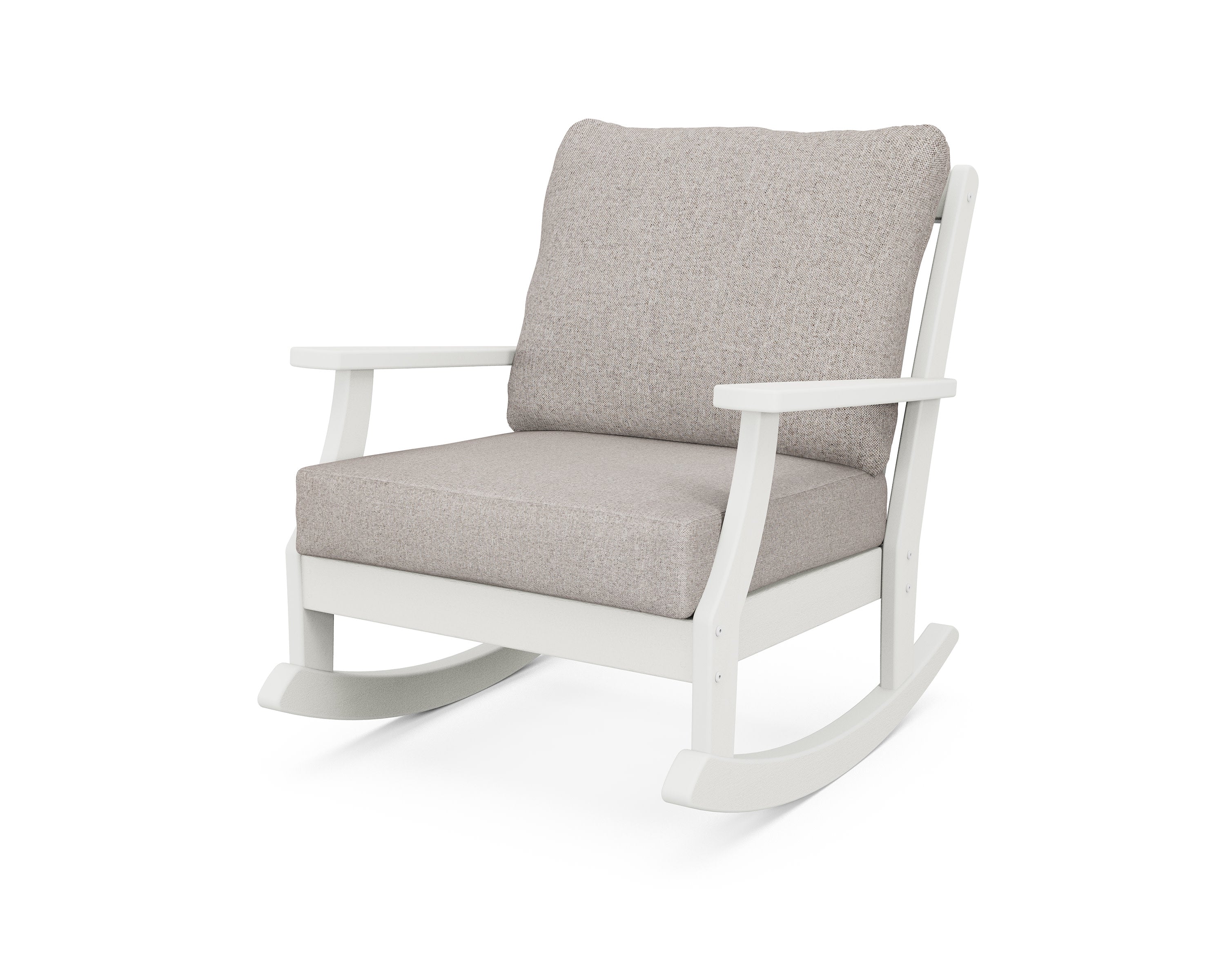 Braxton Deep Seating Rocking Chair in Vintage White / Weathered Tweed