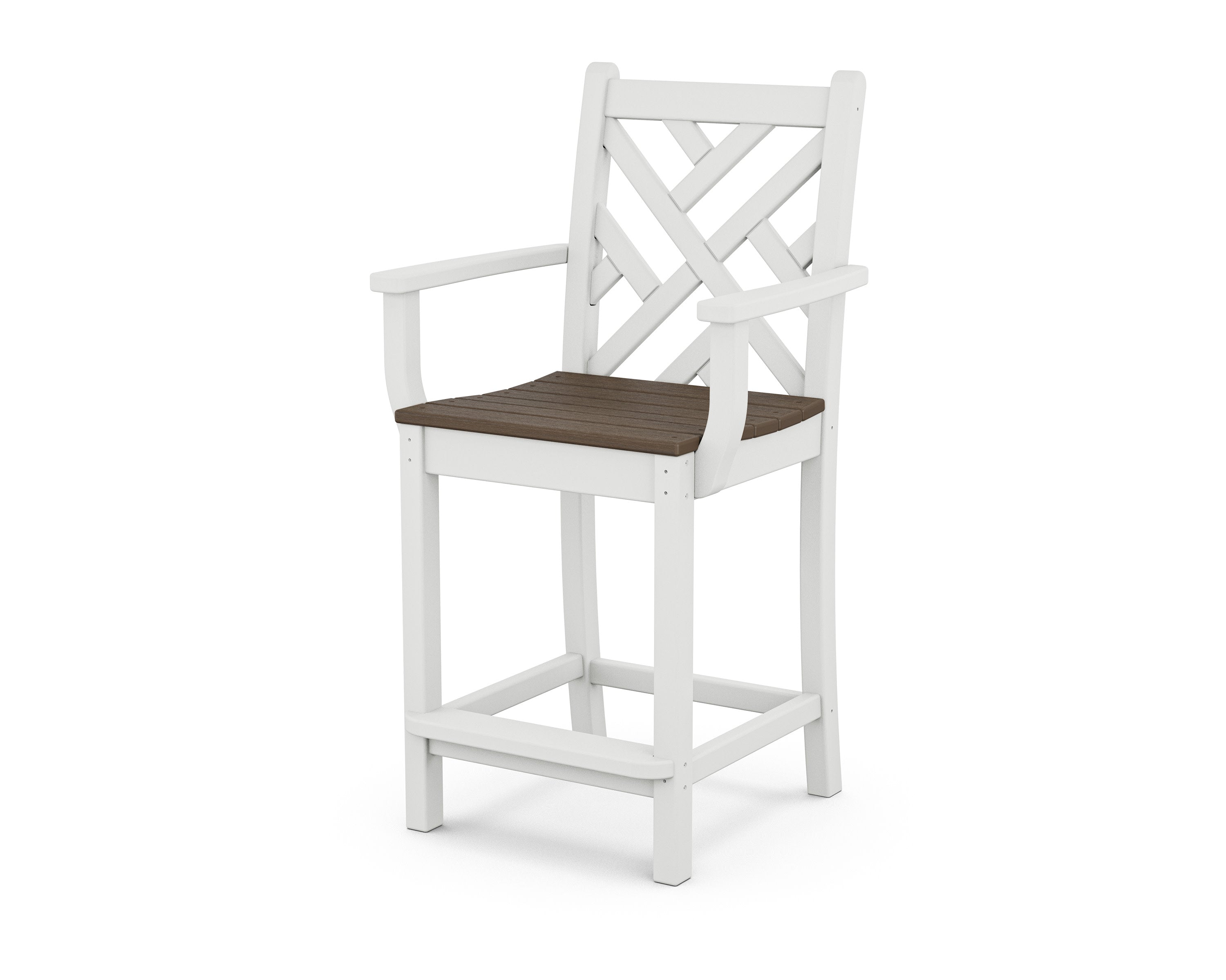 Chippendale Counter Arm Chair in White / Kona