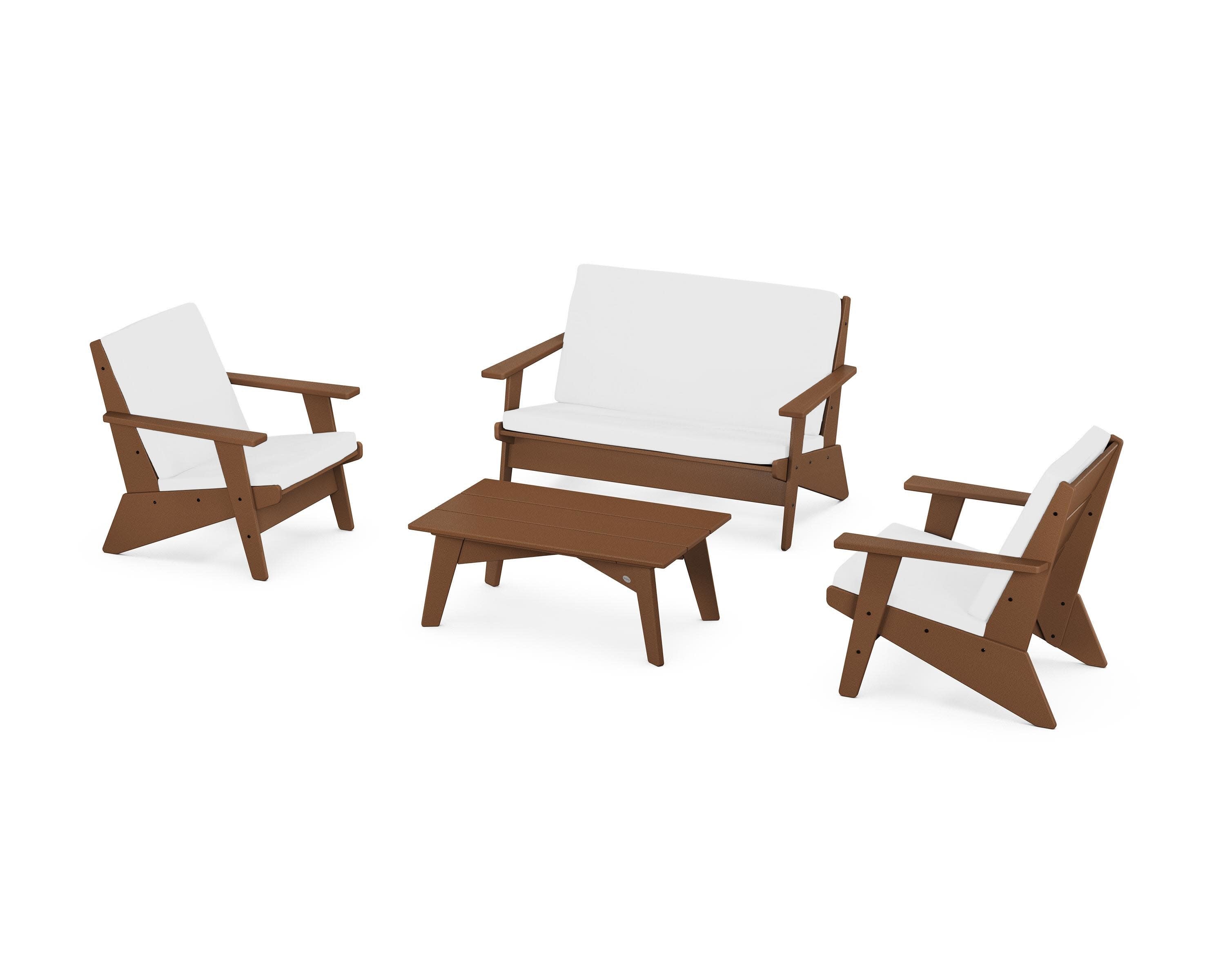 Riviera Modern Lounge 4-Piece Set in Teak / Natural