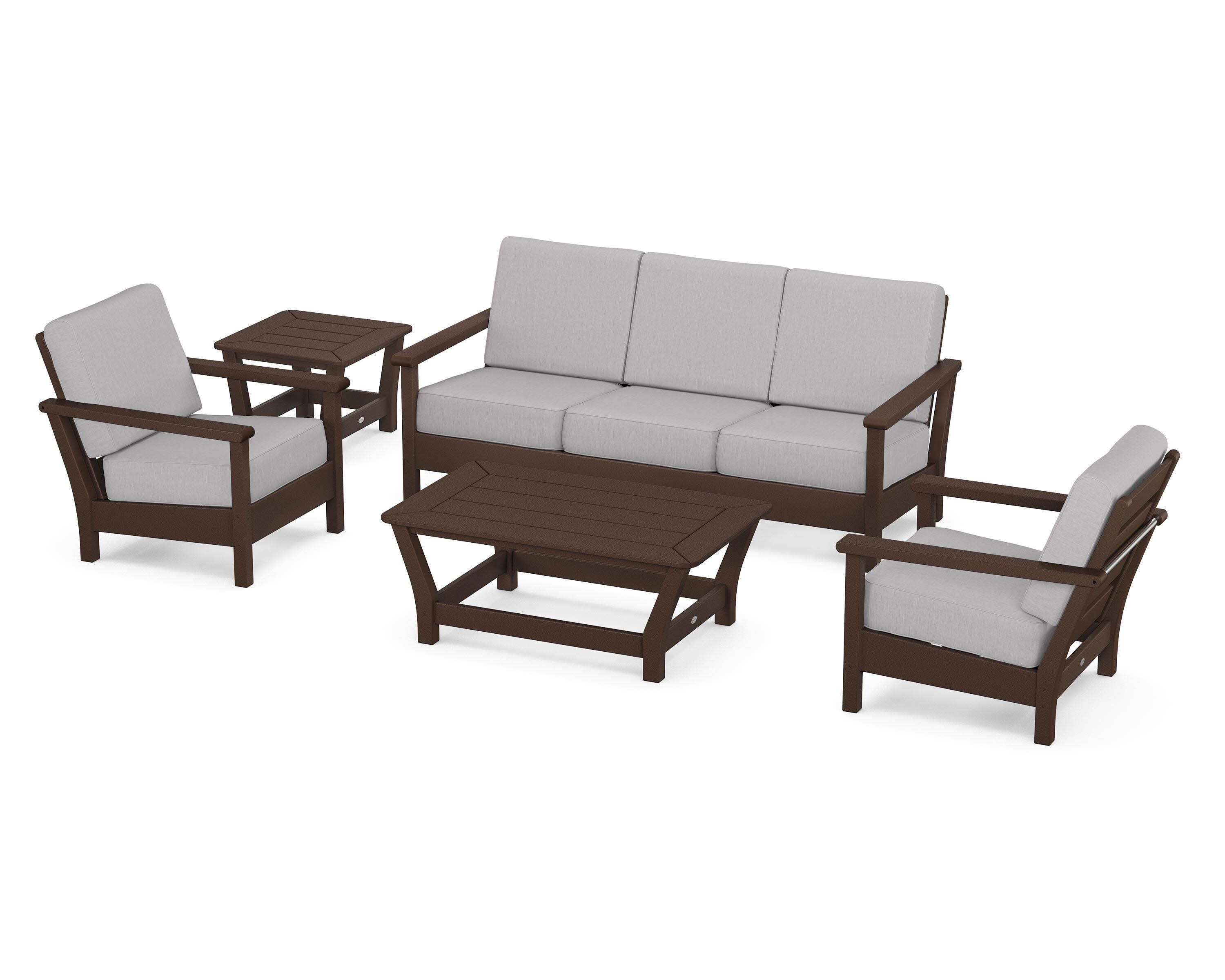 Harbour 5-Piece Deep Seating Set in Mahogany / Granite