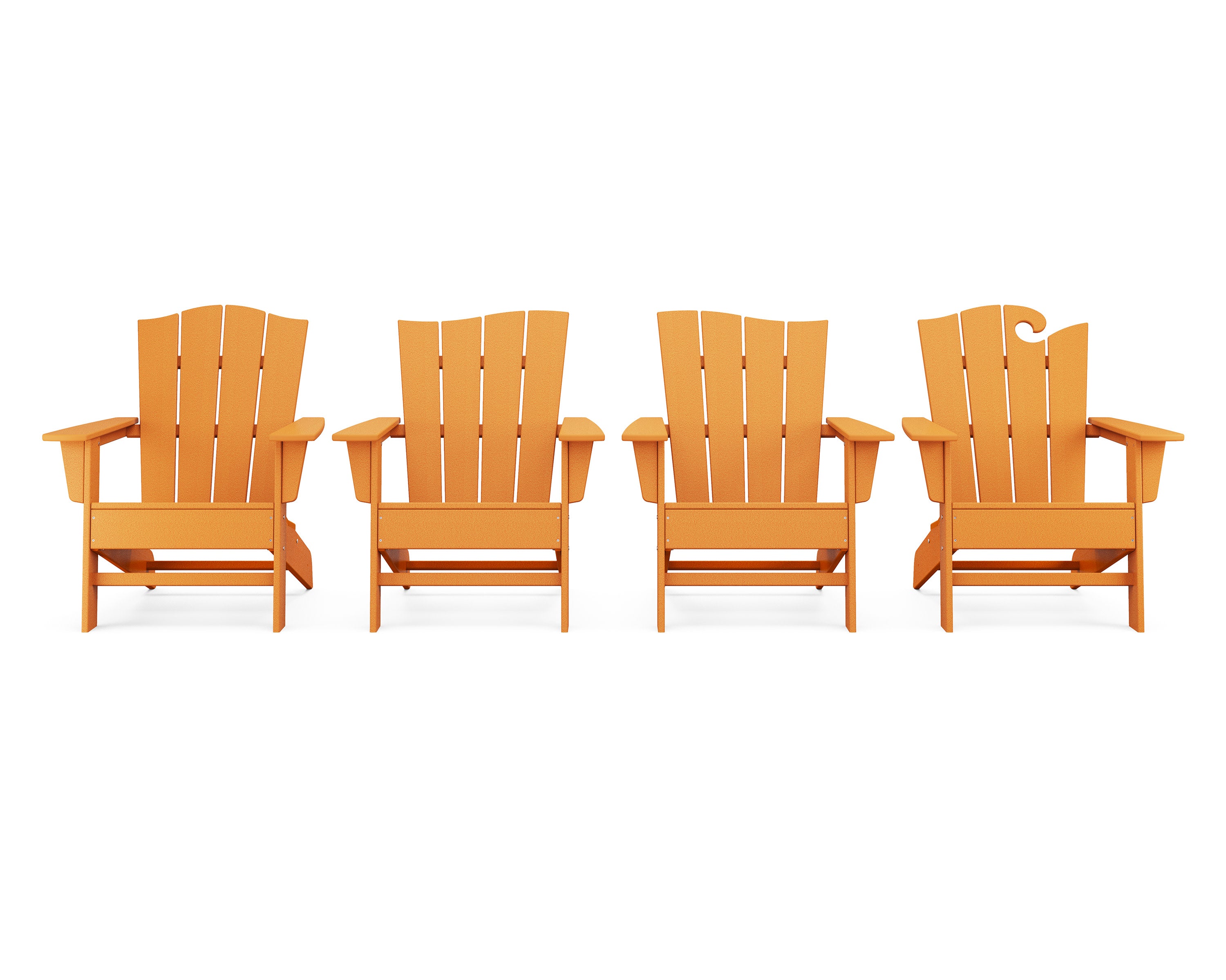 Wave Collection 4-Piece Adirondack Chair Set in Tangerine