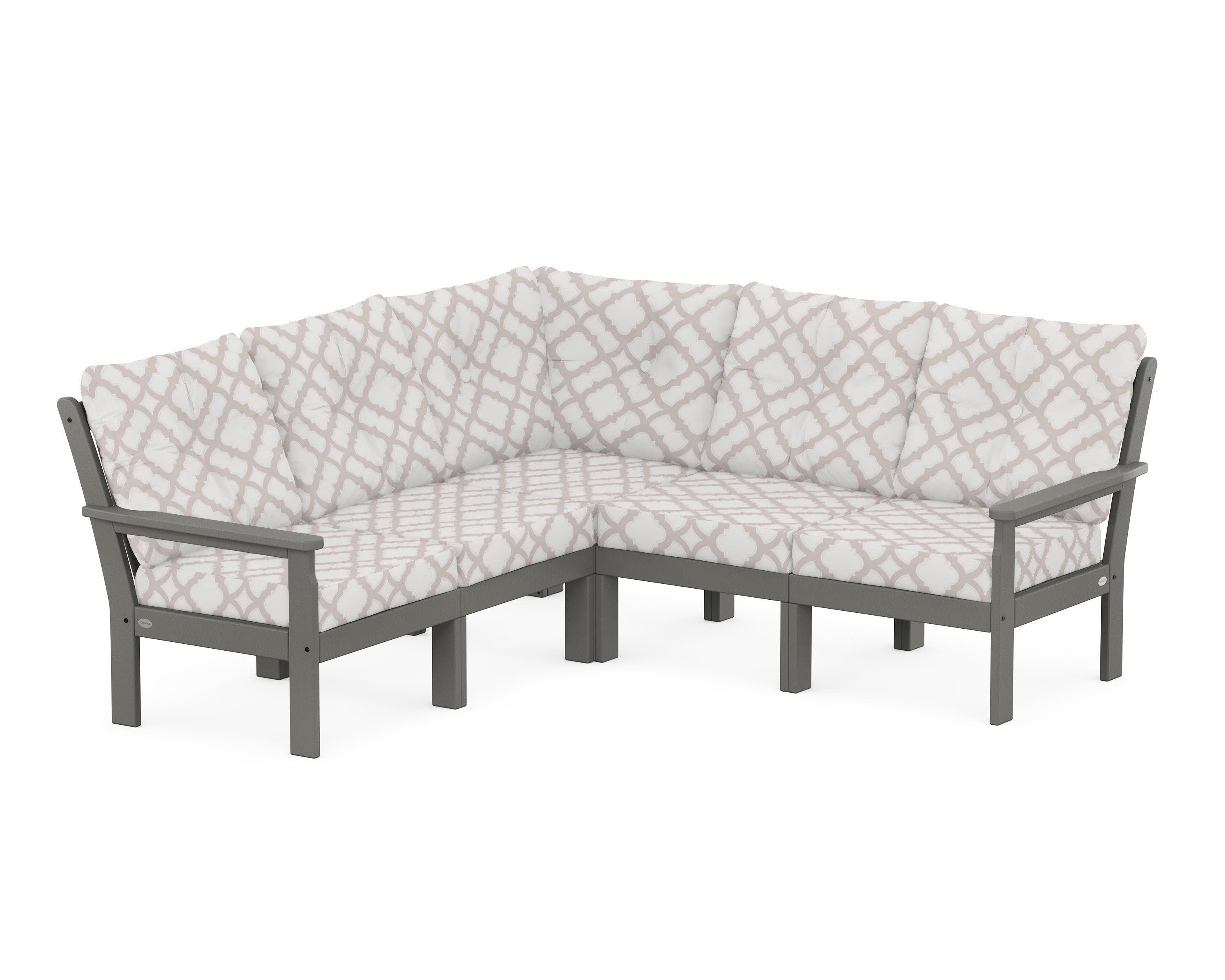 Vineyard 5-Piece Sectional in Slate Grey / Trellis Dune Burlap