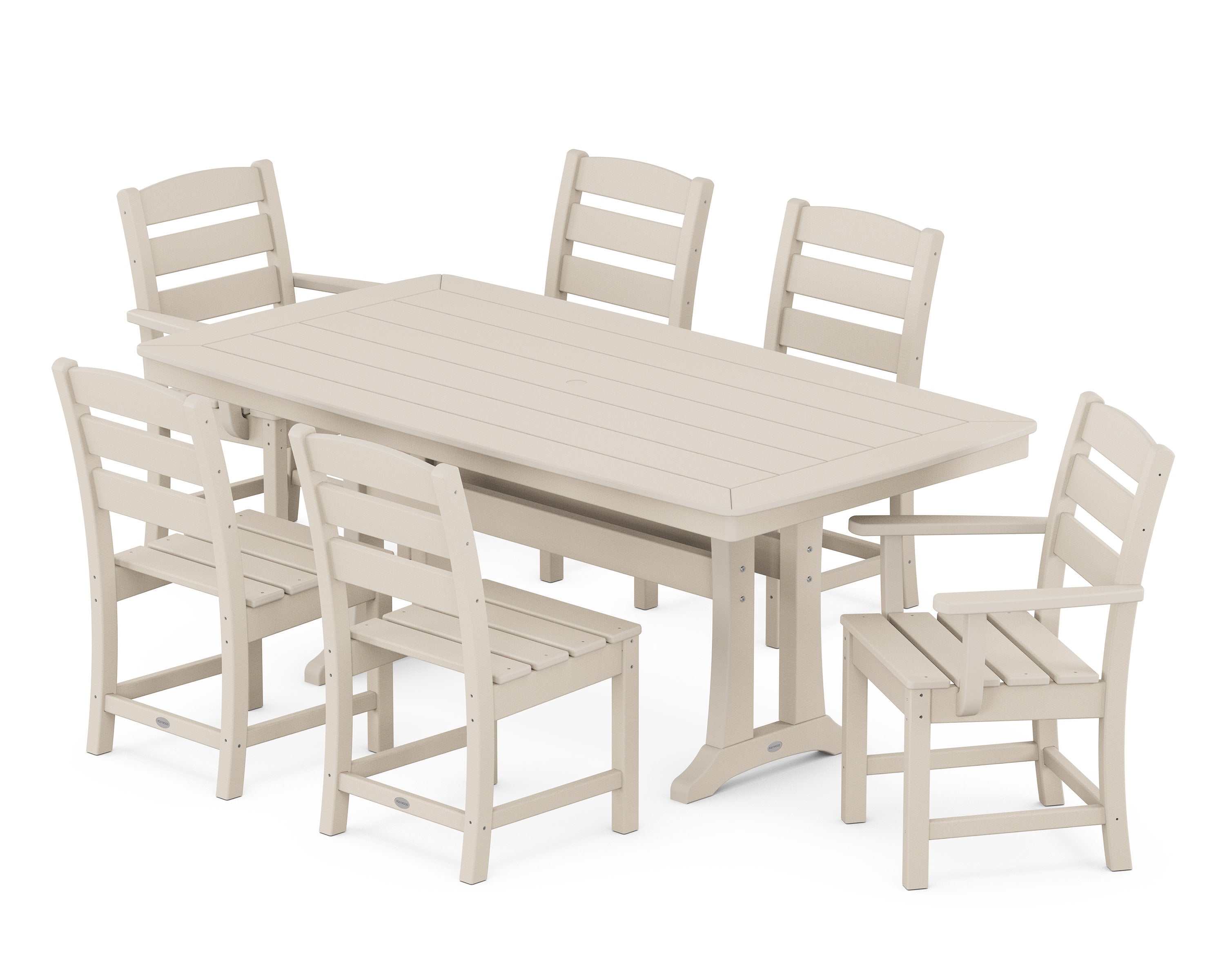 Lakeside 7-Piece Dining Set with Trestle Legs in Sand