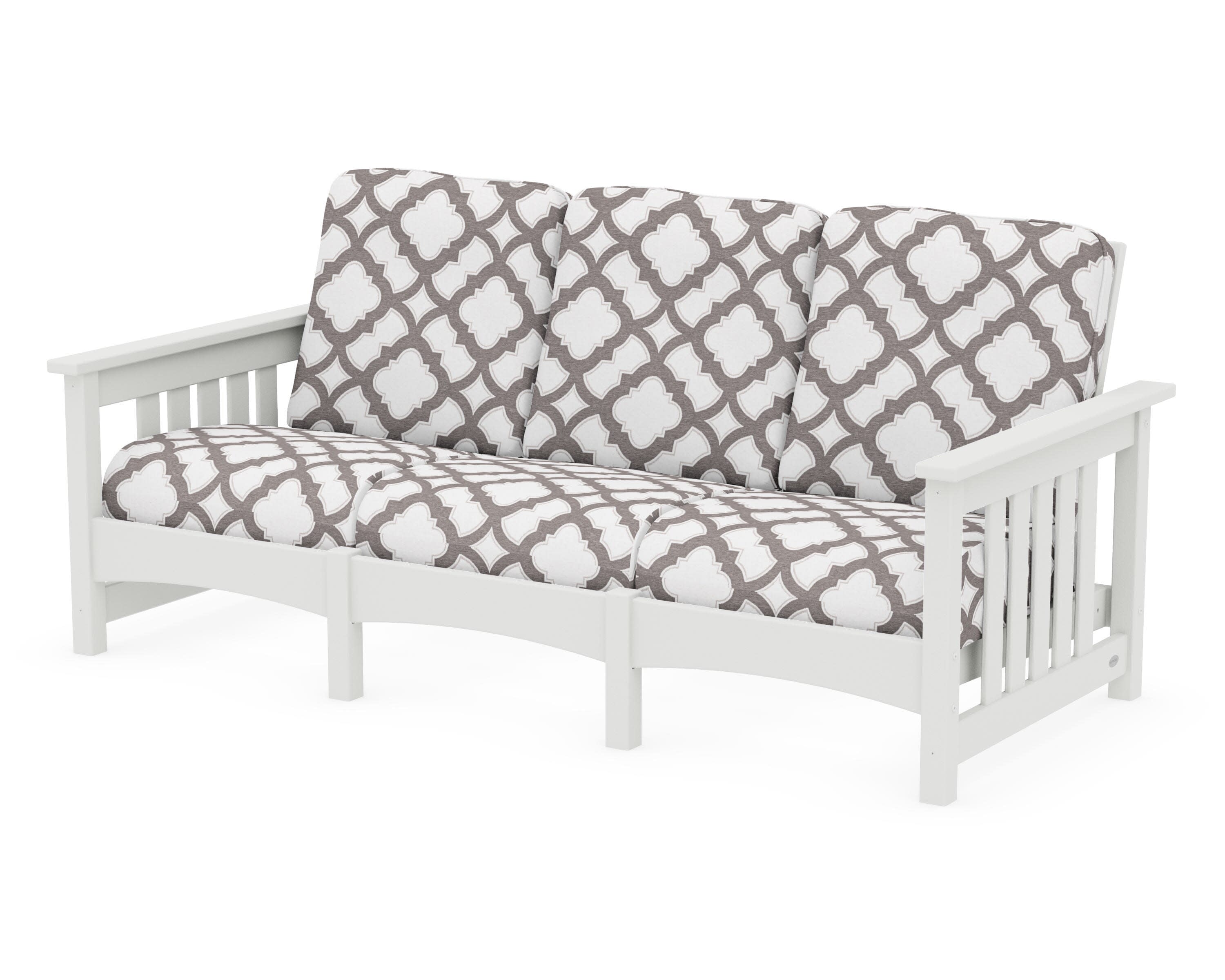 Club Mission Sofa in Vintage White / Trellis Grey Mist
