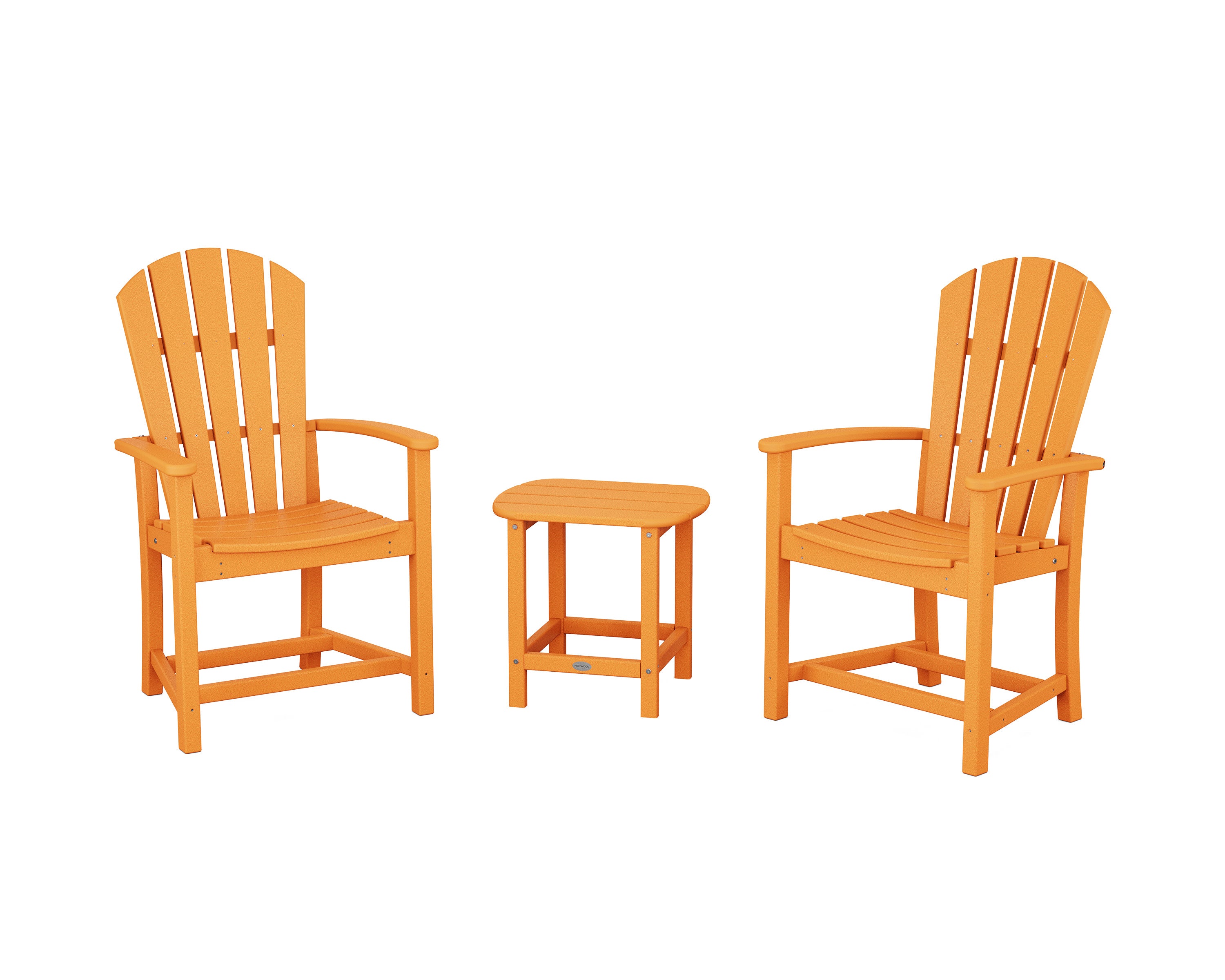 Palm Coast 3-Piece Upright Adirondack Chair Set in Tangerine