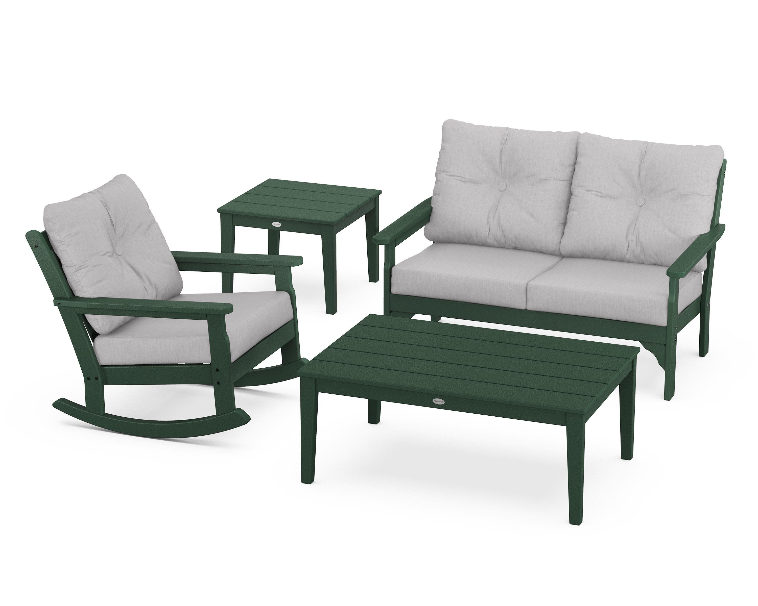 Vineyard 4-Piece Deep Seating Rocker Set in Green / Granite