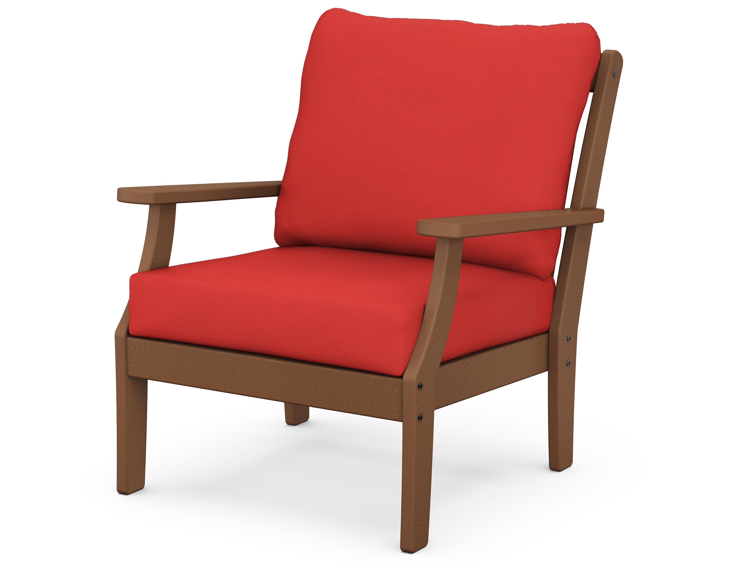 Braxton Deep Seating Chair in Teak / Crimson Linen
