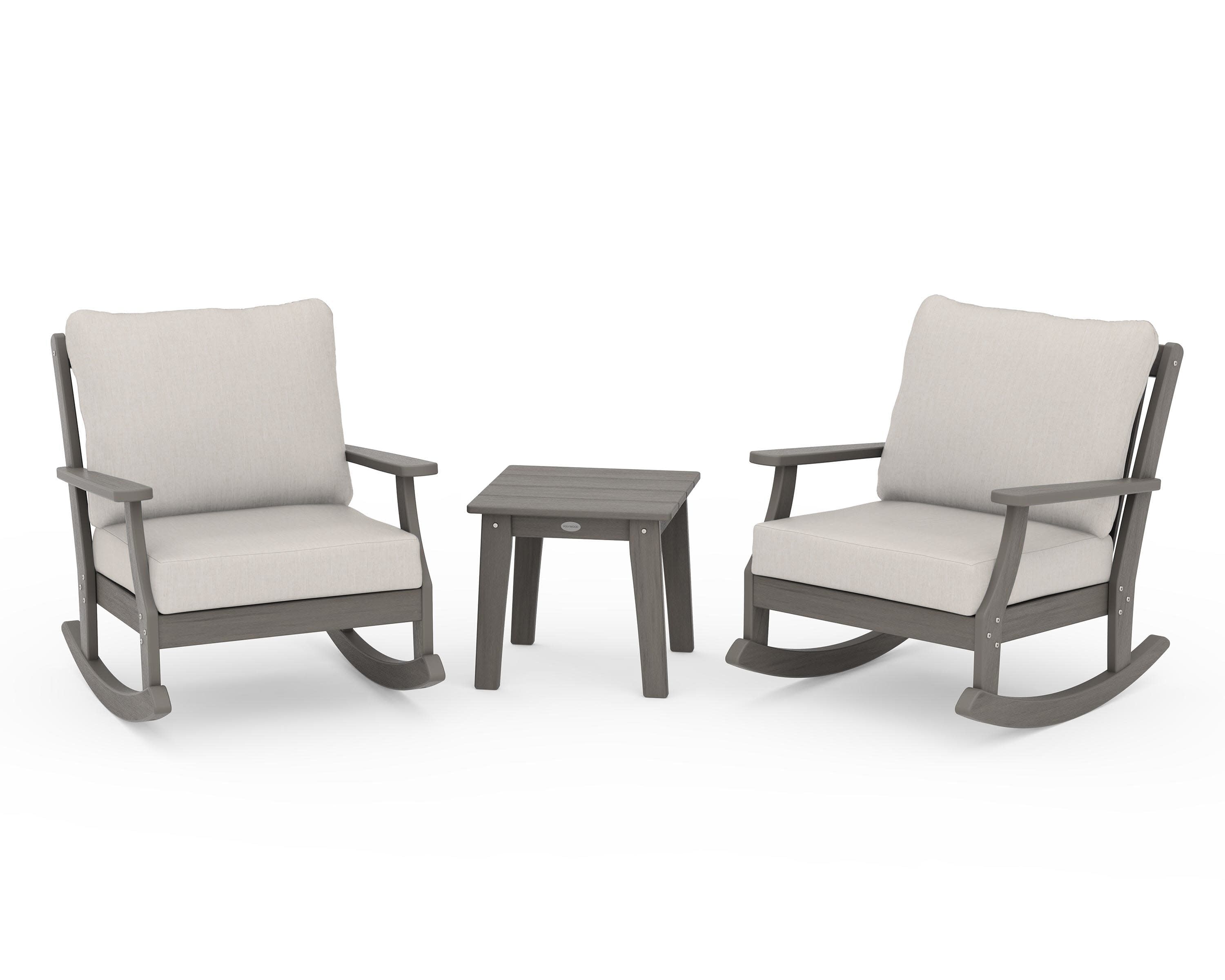 Braxton 3-Piece Deep Seating Rocker Set in Driftwood / Cast Ash