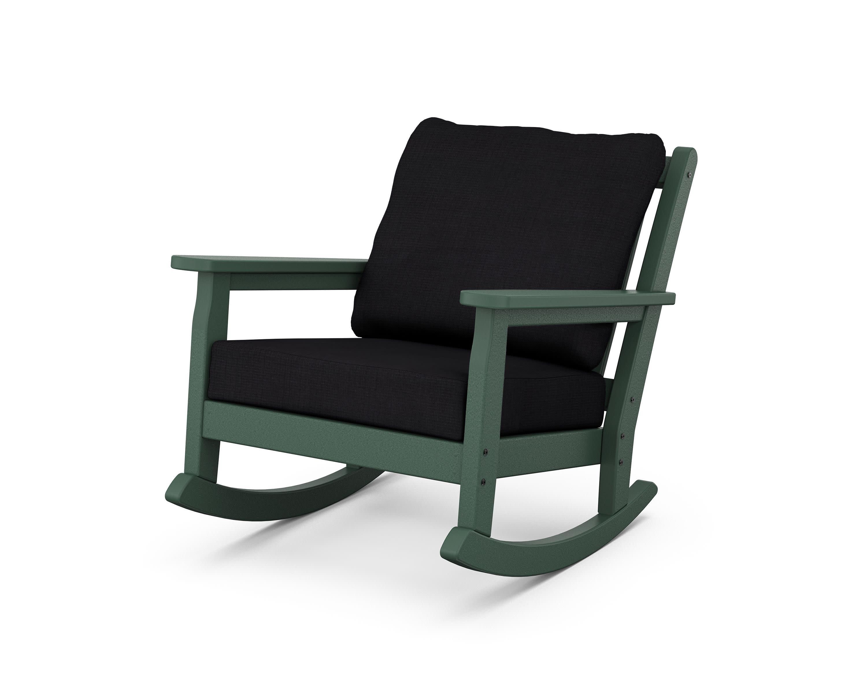 Chippendale Deep Seating Rocking Chair in Green / Midnight Linen
