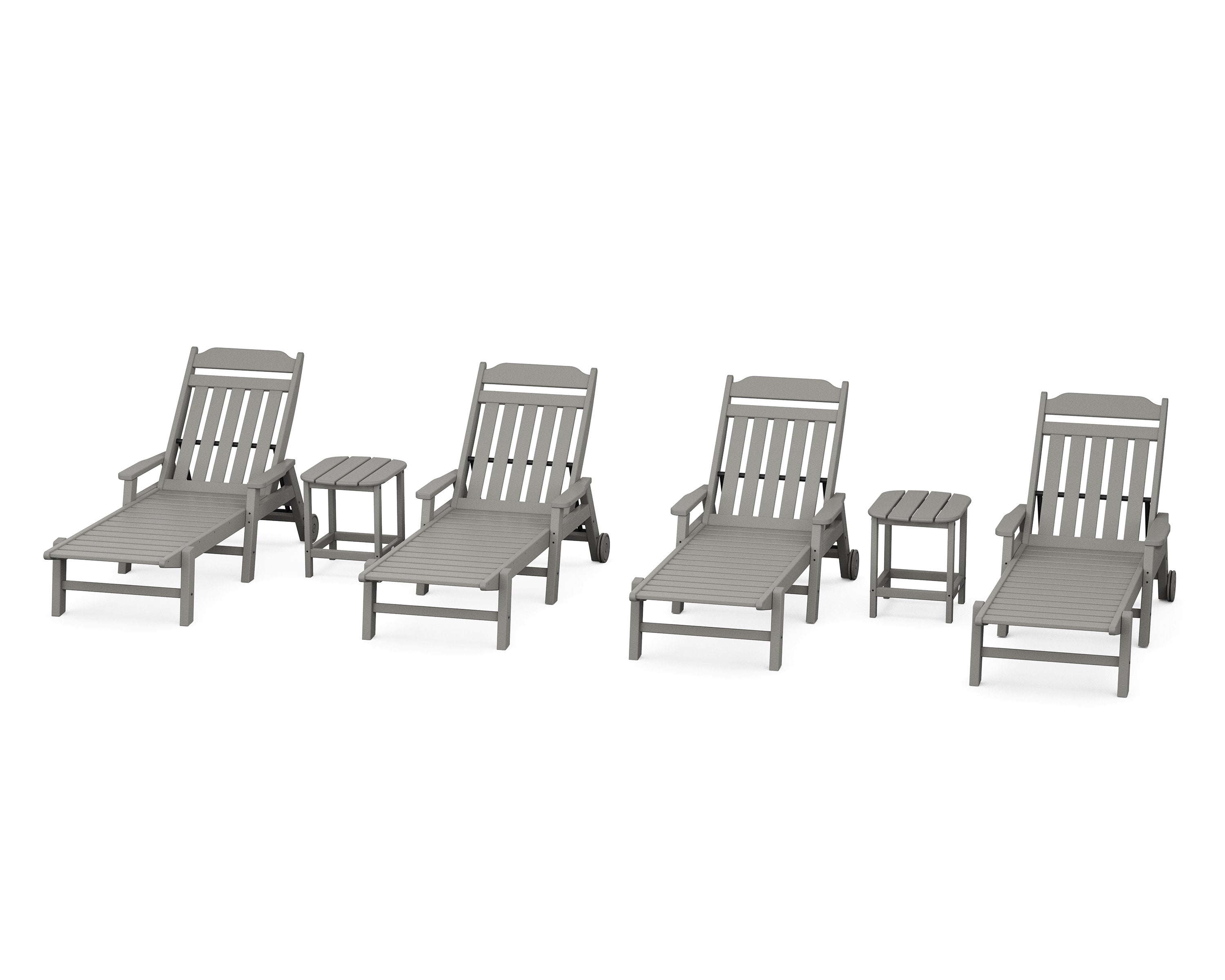 Cottage 6-Piece Chaise Set with Arms and Wheels