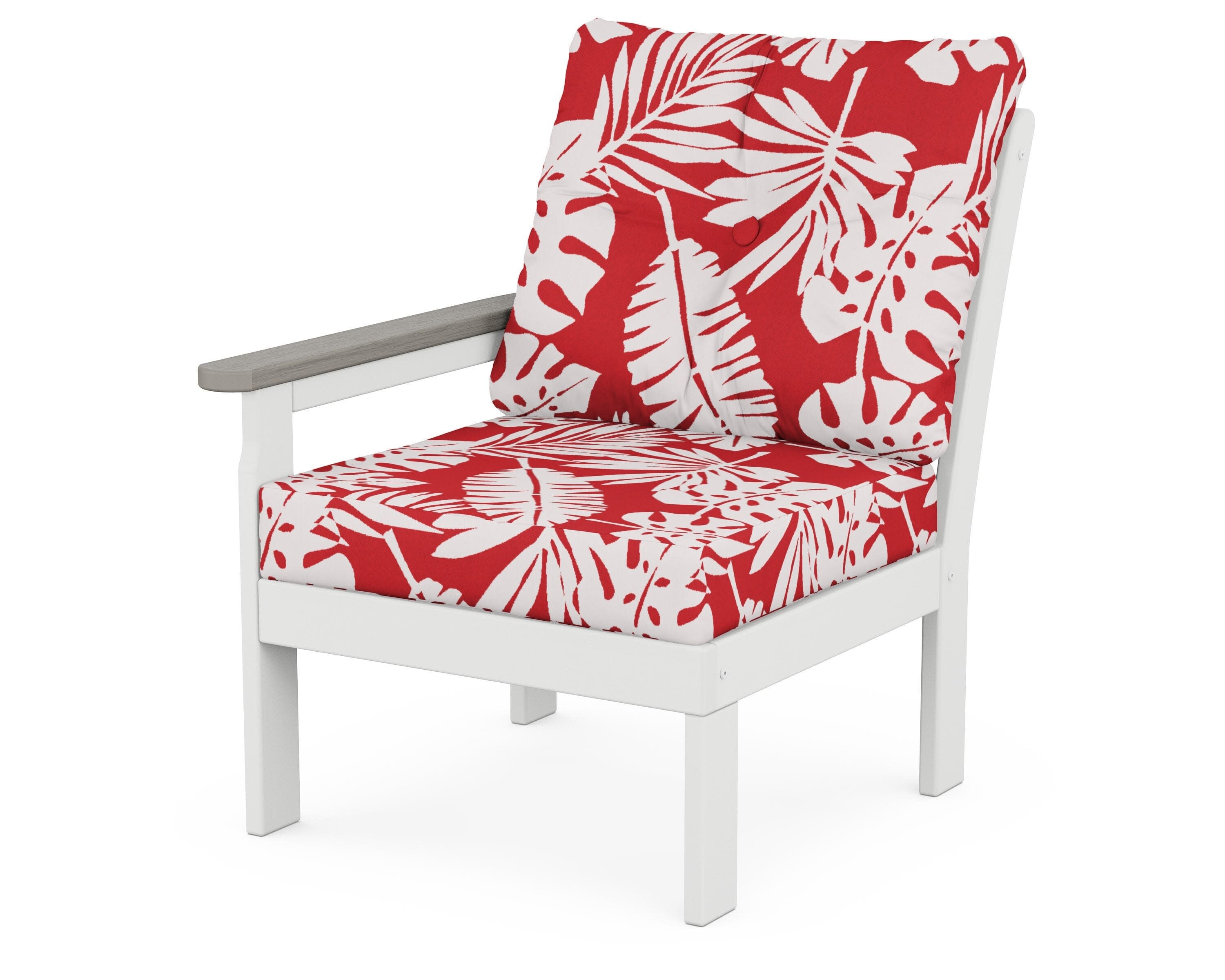 Vineyard Modular Left Arm Chair in White / Driftwood / Leaf Crimson