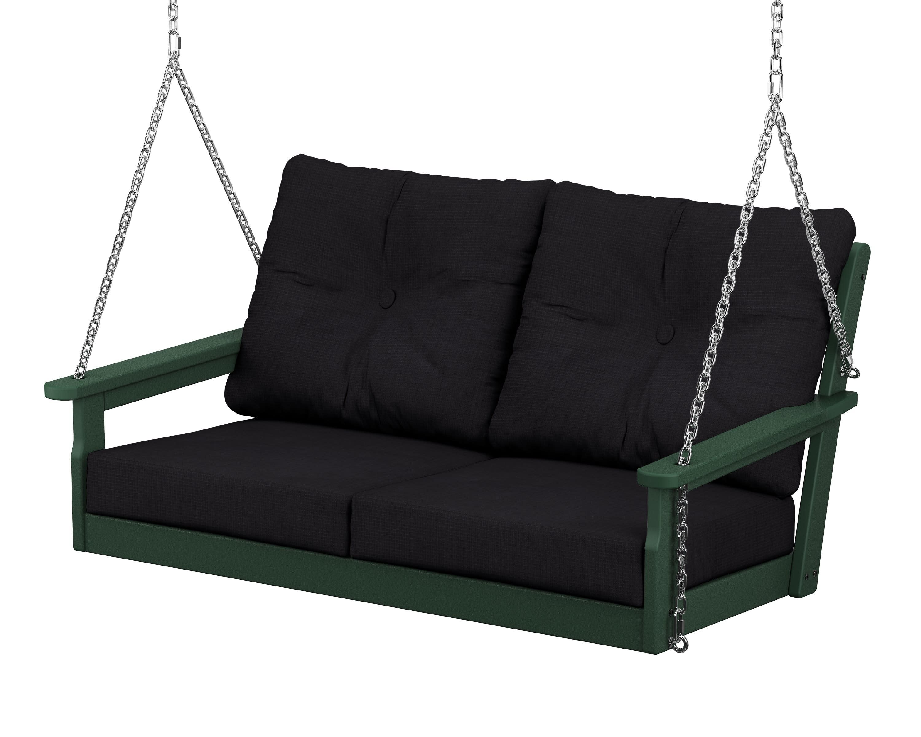 Vineyard Deep Seating Swing in Green / Midnight Linen