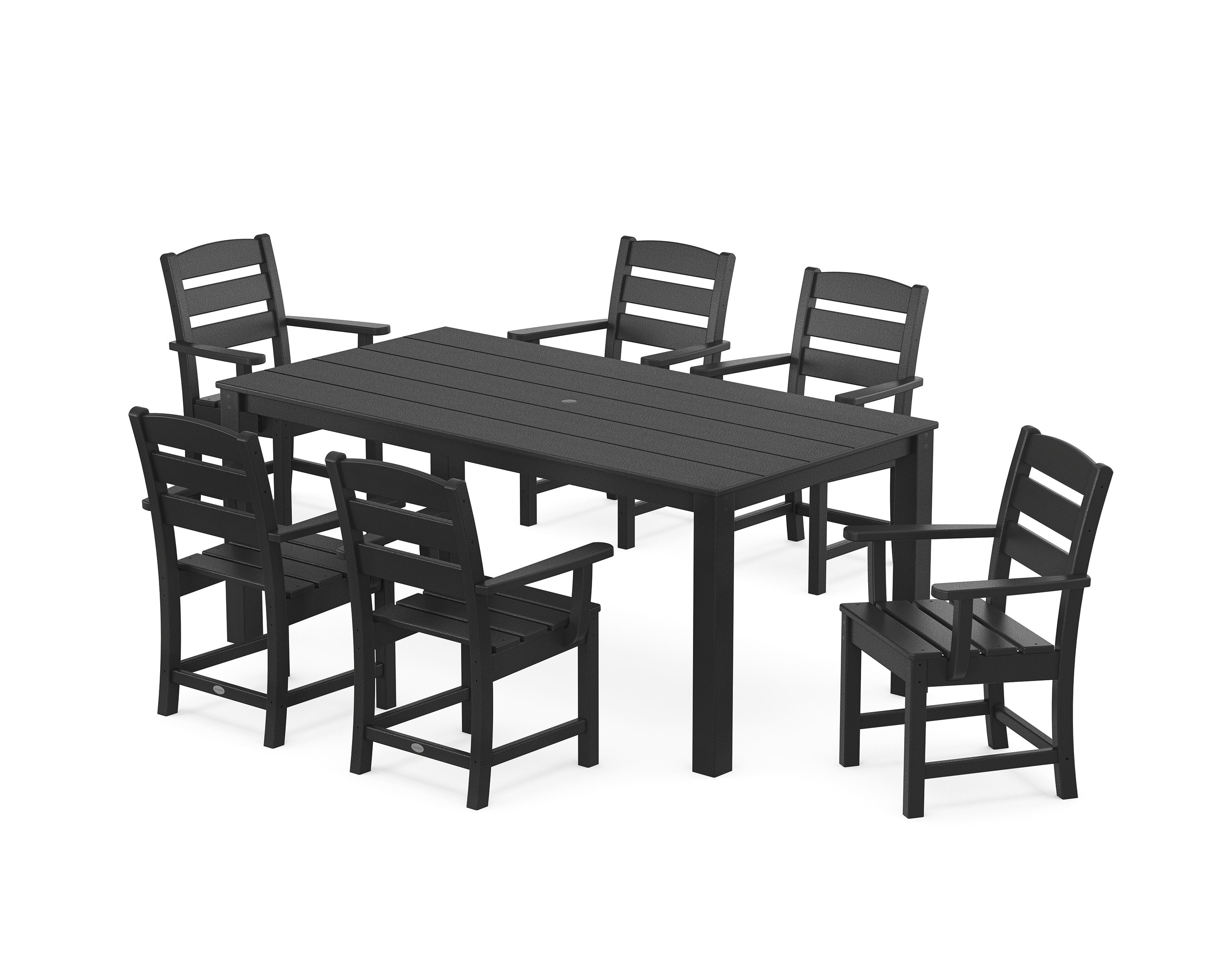 Lakeside Arm Chair 7-Piece Parsons Dining Set in Black