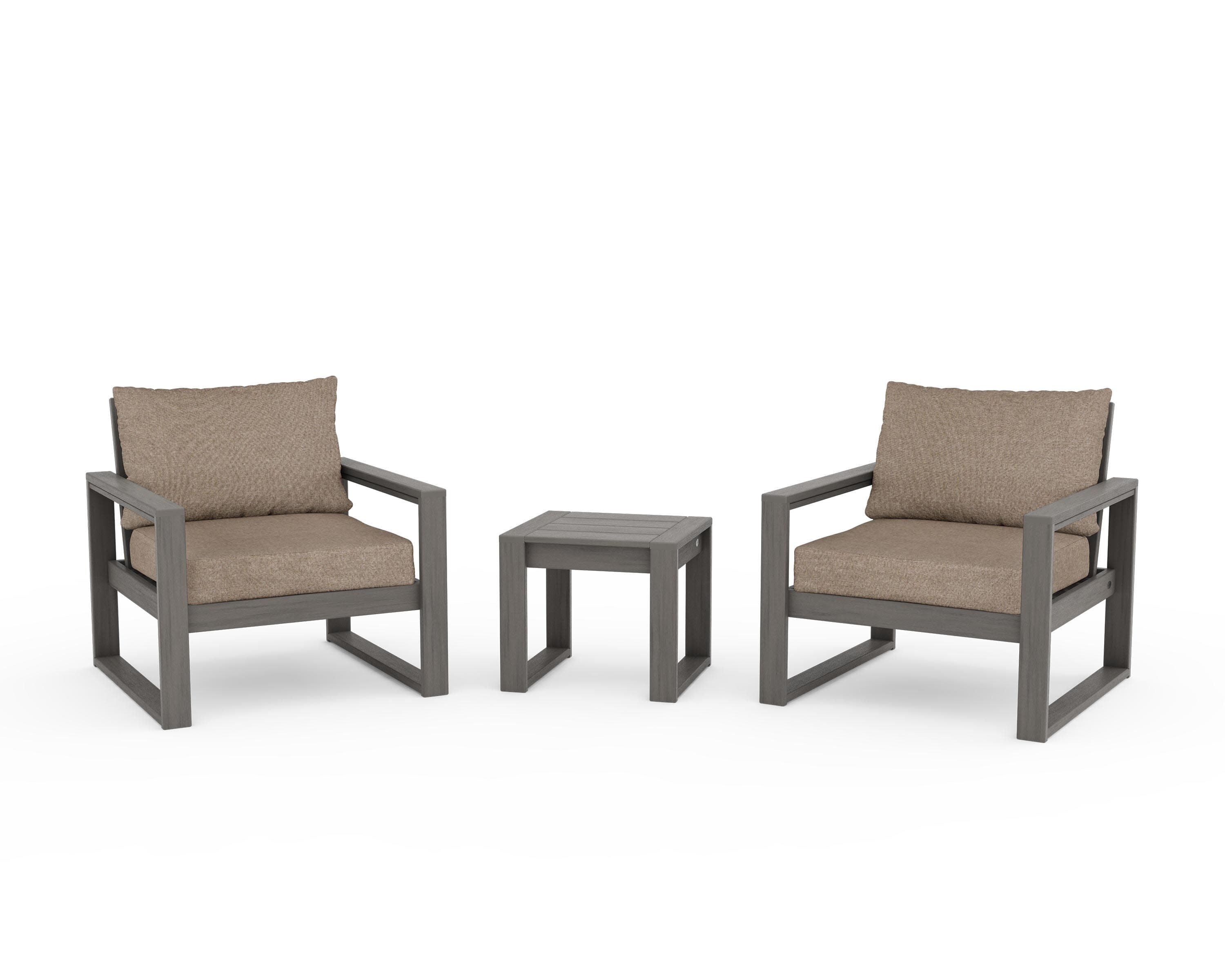EDGE Sectional 3-Piece Deep Seating Set in Driftwood / Spiced Burlap