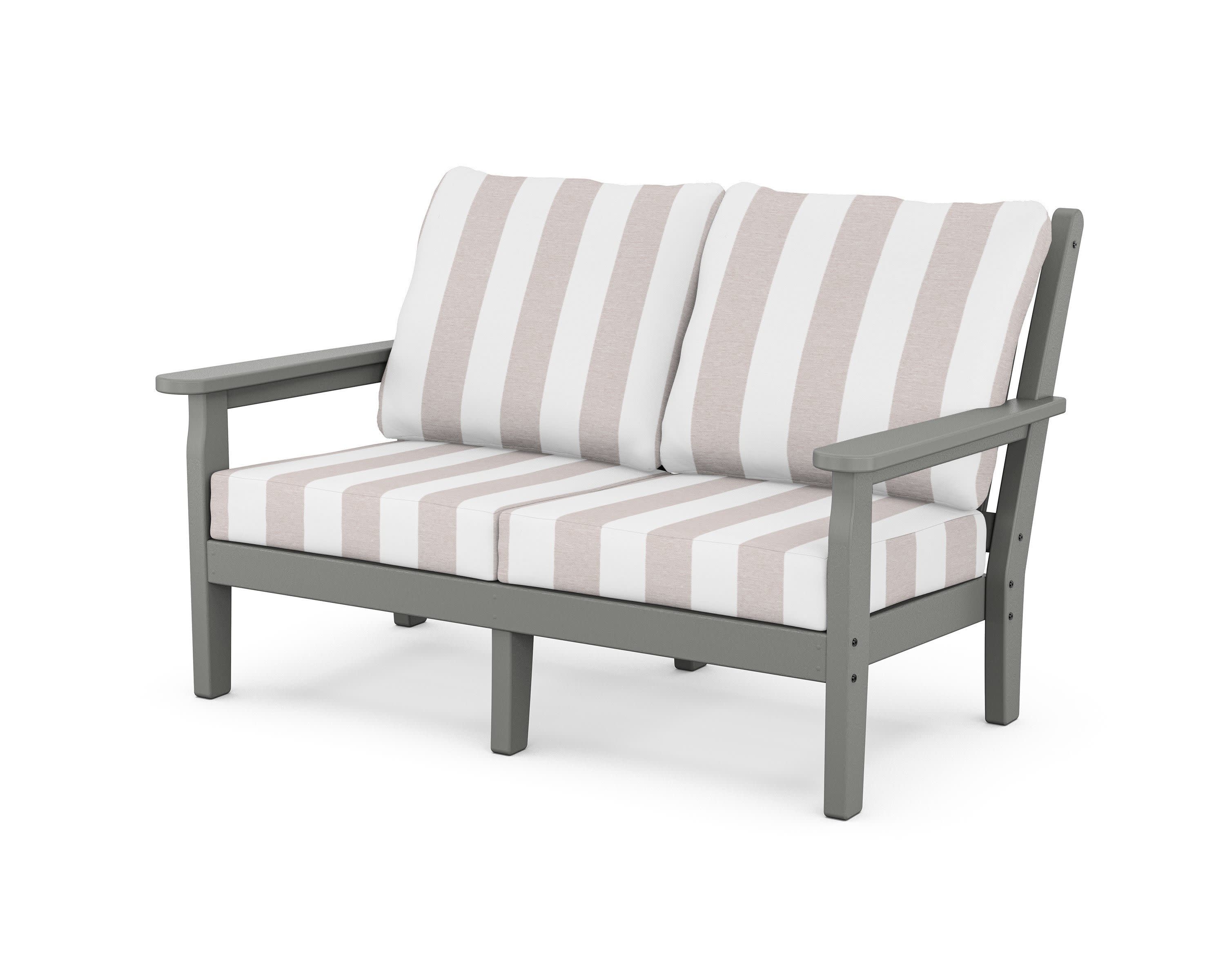 Chippendale Deep Seating Loveseat in Slate Grey / Cabana Stripe Dune Burlap