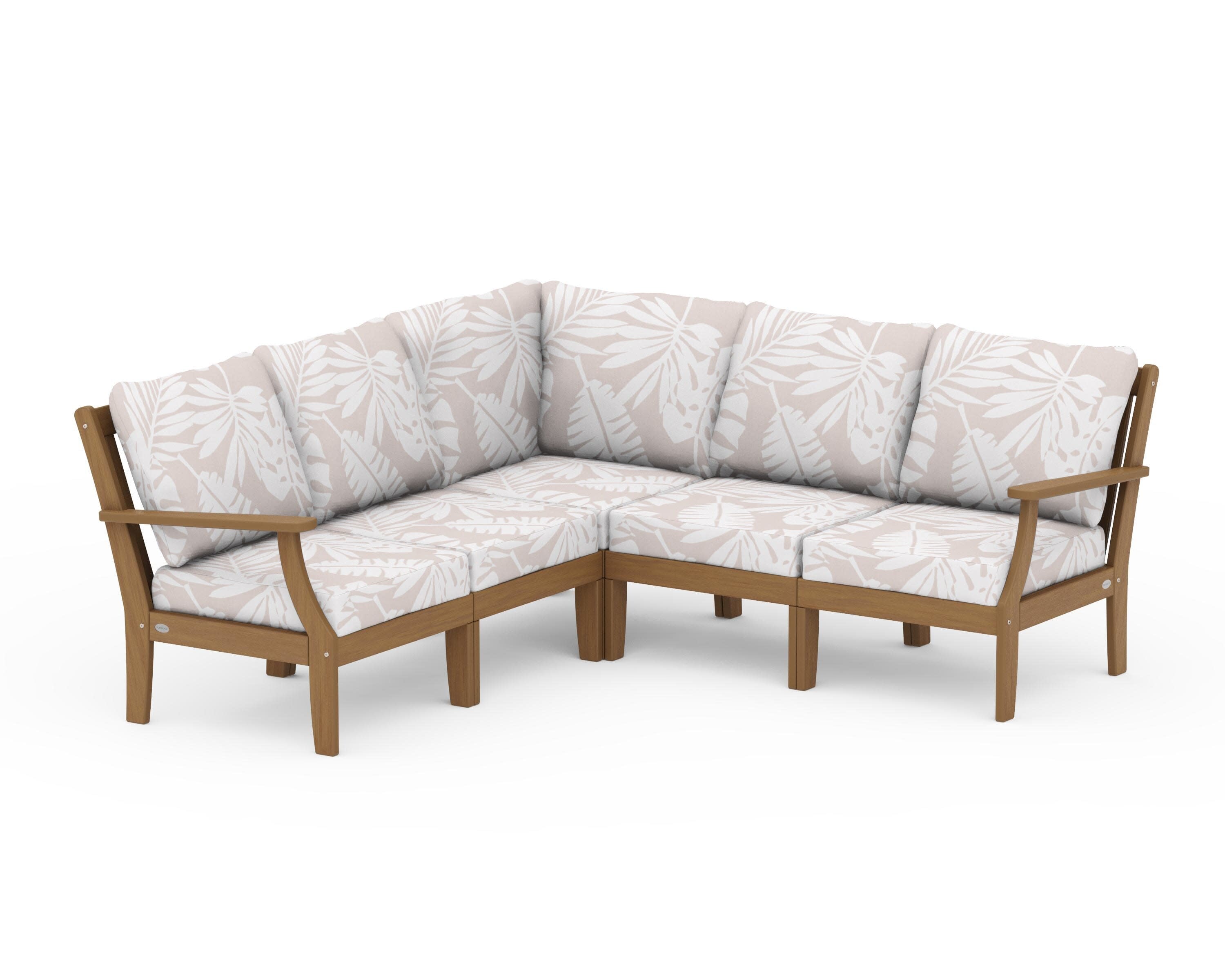Braxton Modular 5-Piece Deep Seating Set in Natural / Leaf Dune Burlap