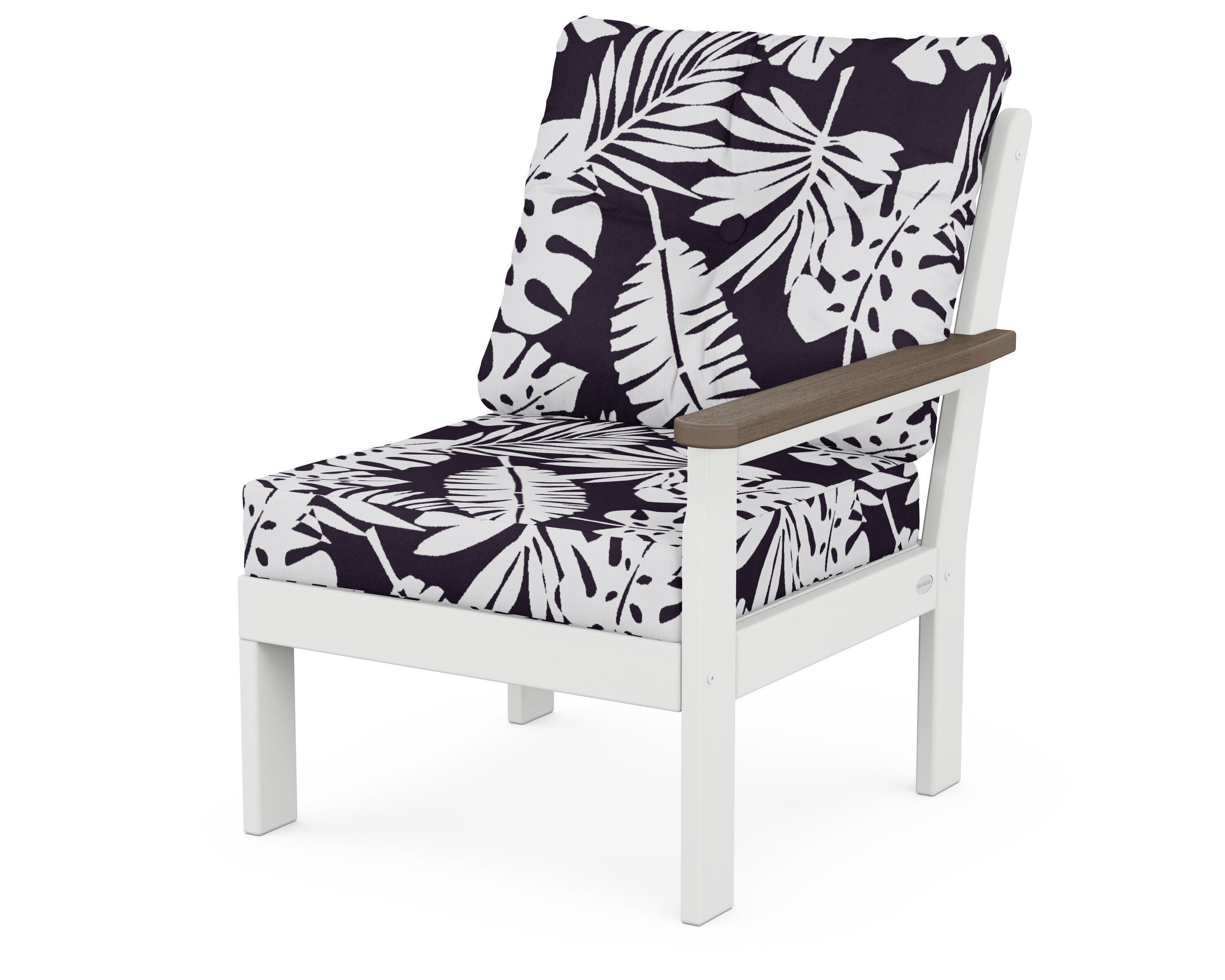 Vineyard Modular Right Arm Chair in White / Kona / Leaf Navy