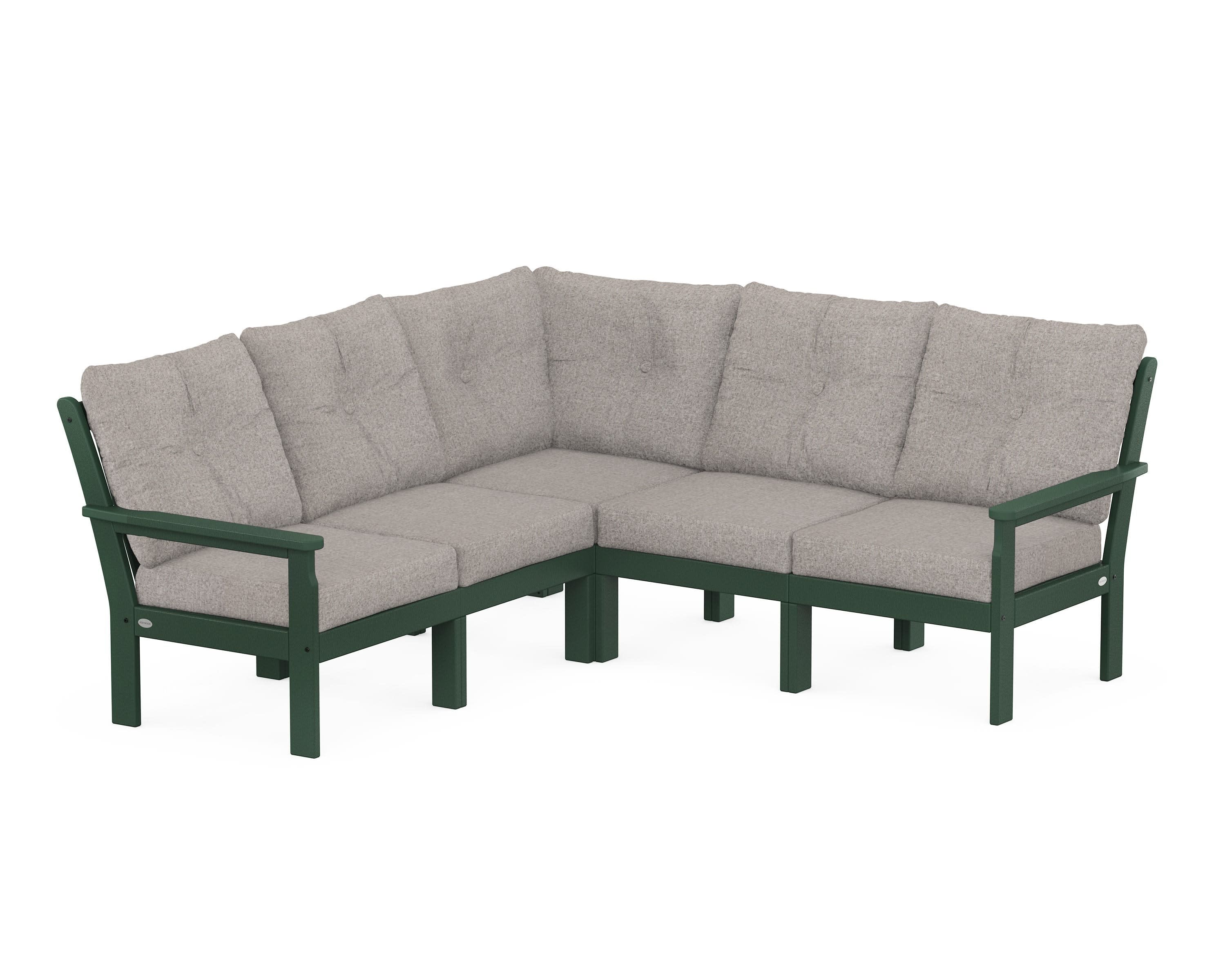 Vineyard 5-Piece Sectional in Green / Weathered Tweed