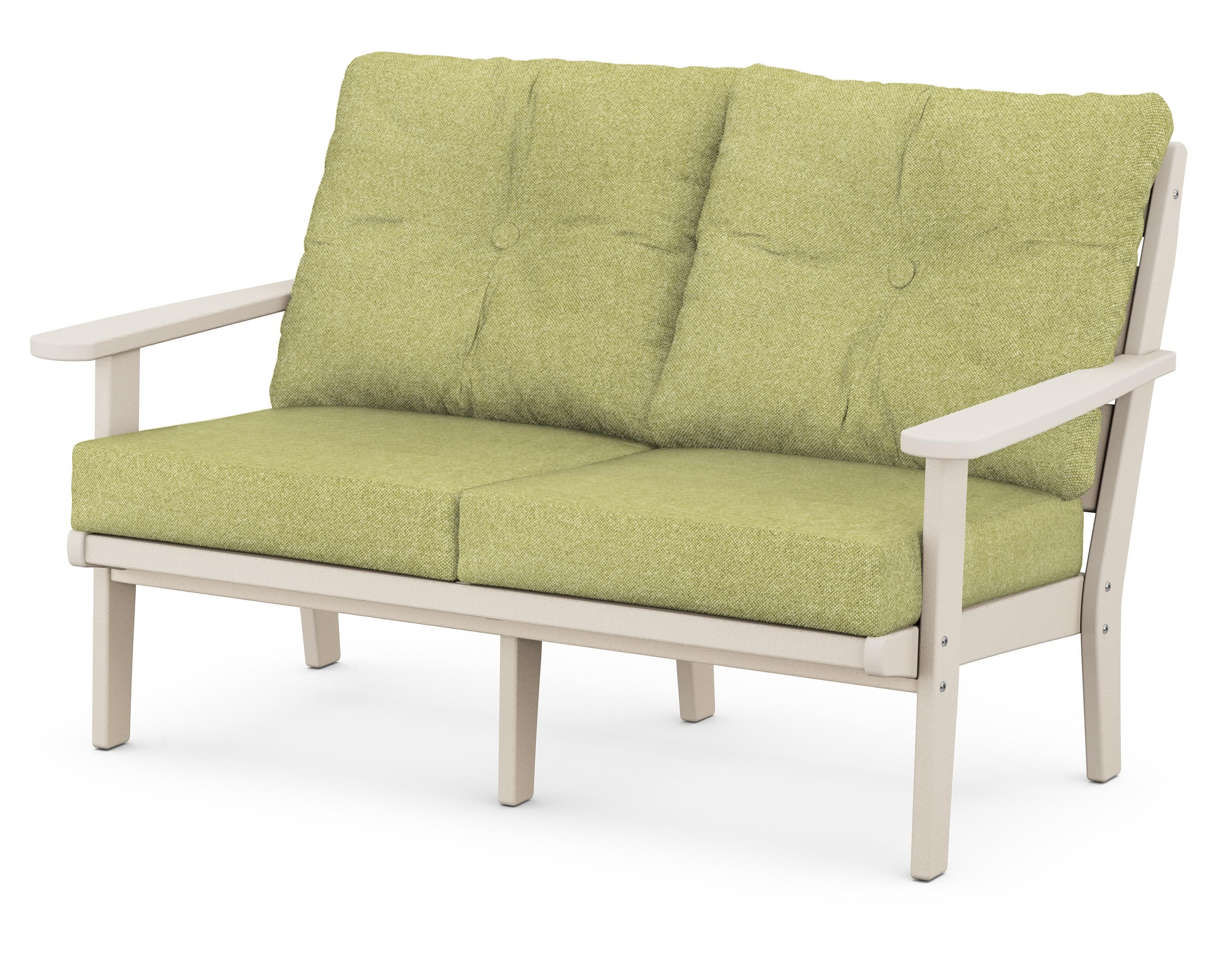 Lakeside Deep Seating Loveseat in Sand / Chartreuse Boucle