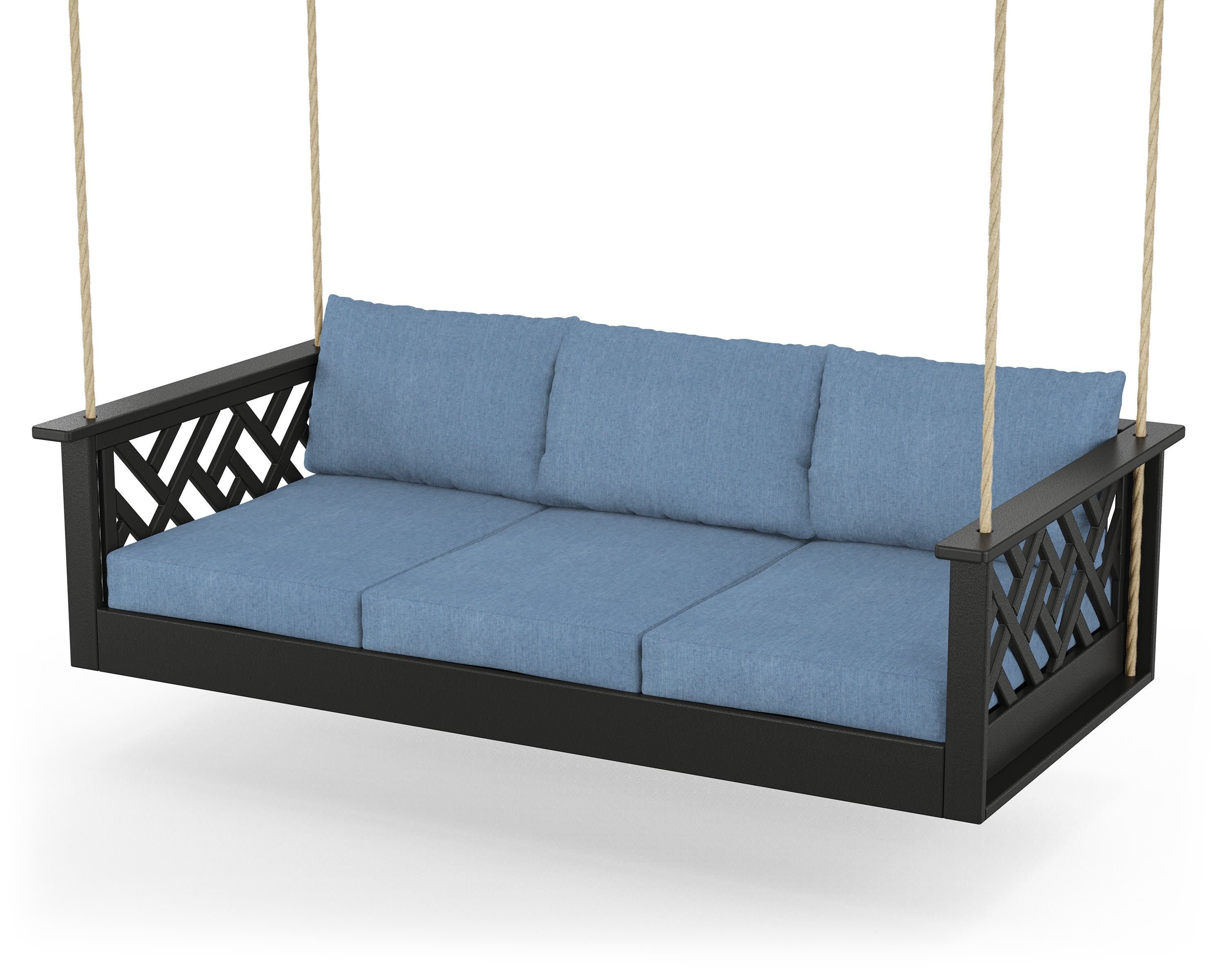 Chippendale Daybed Swing in Black / Sky Blue