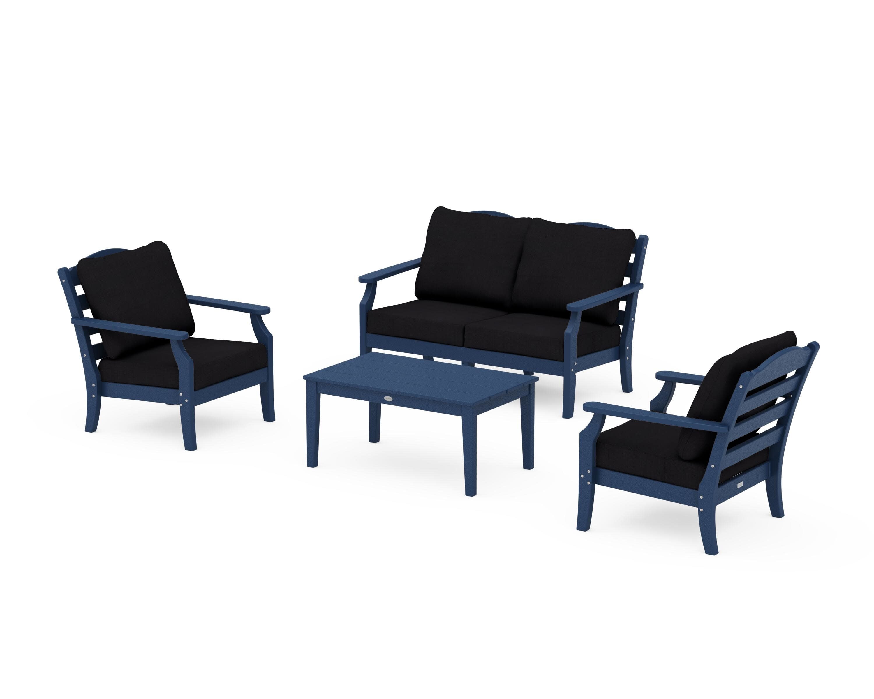 Savannah 4-Piece Deep Seating Set with Loveseat in Navy / Midnight Linen