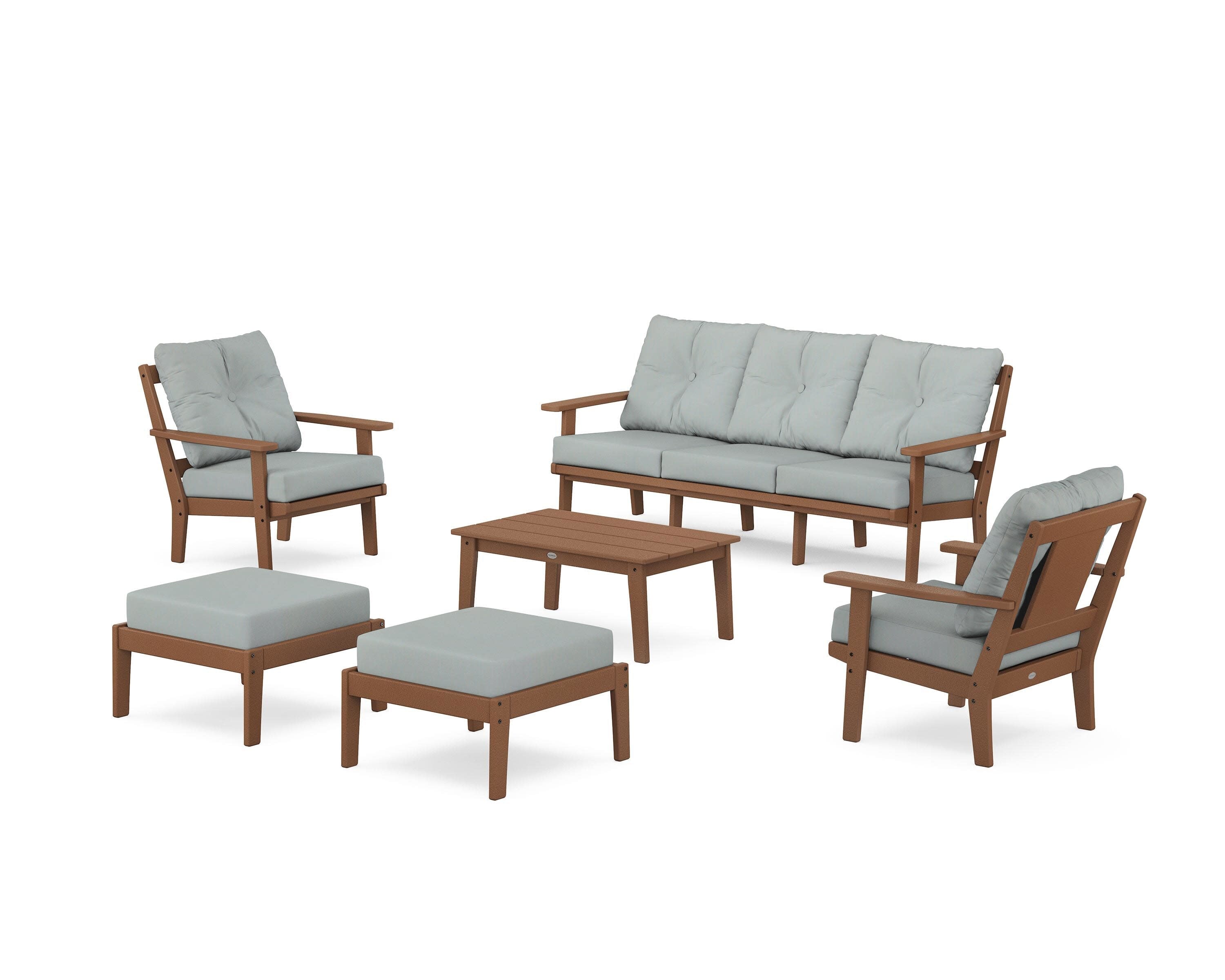 Prairie 6-Piece Lounge Sofa Set in Teak / Spa