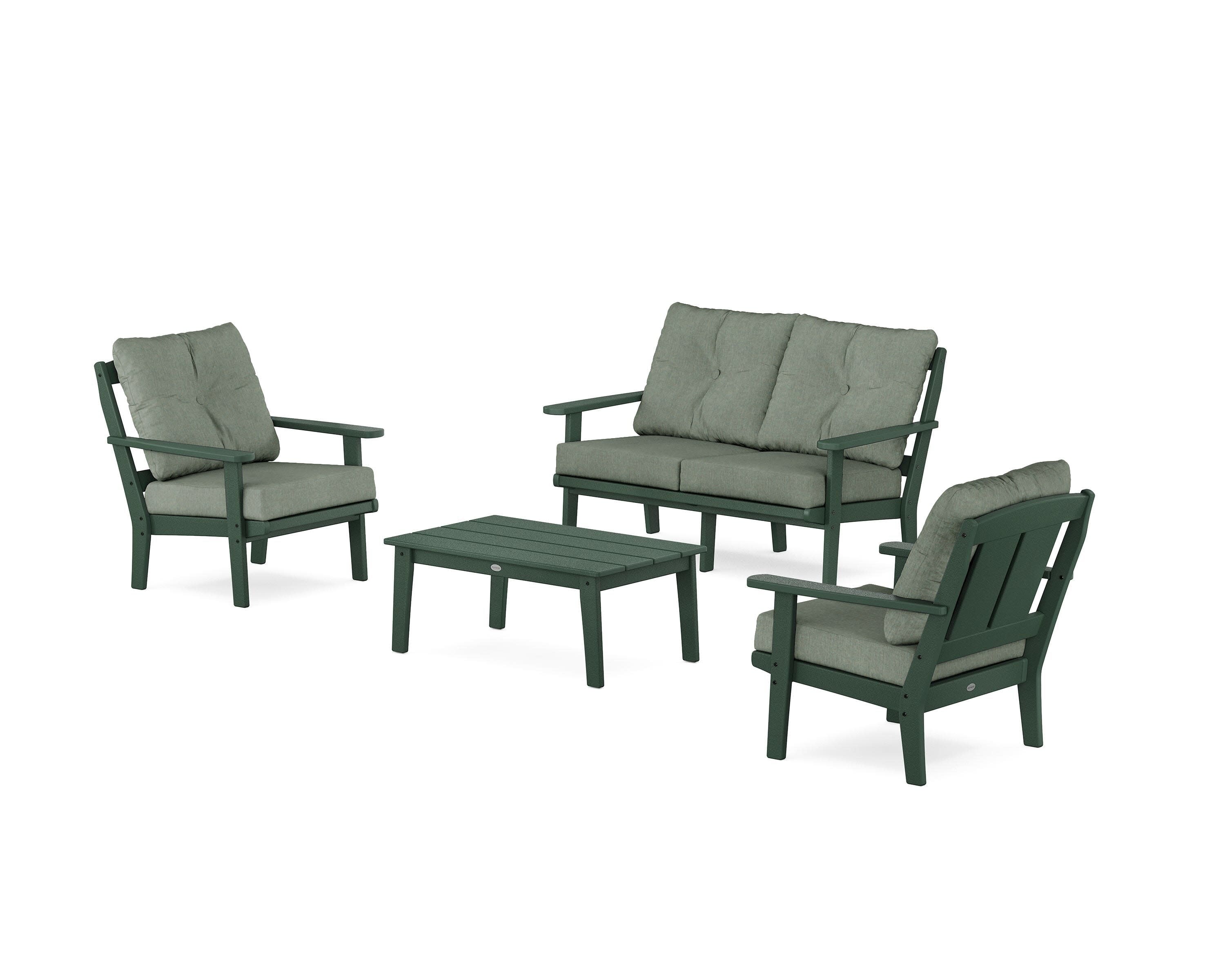 Mission 4-Piece Deep Seating Set with Loveseat in Green / Cast Sage