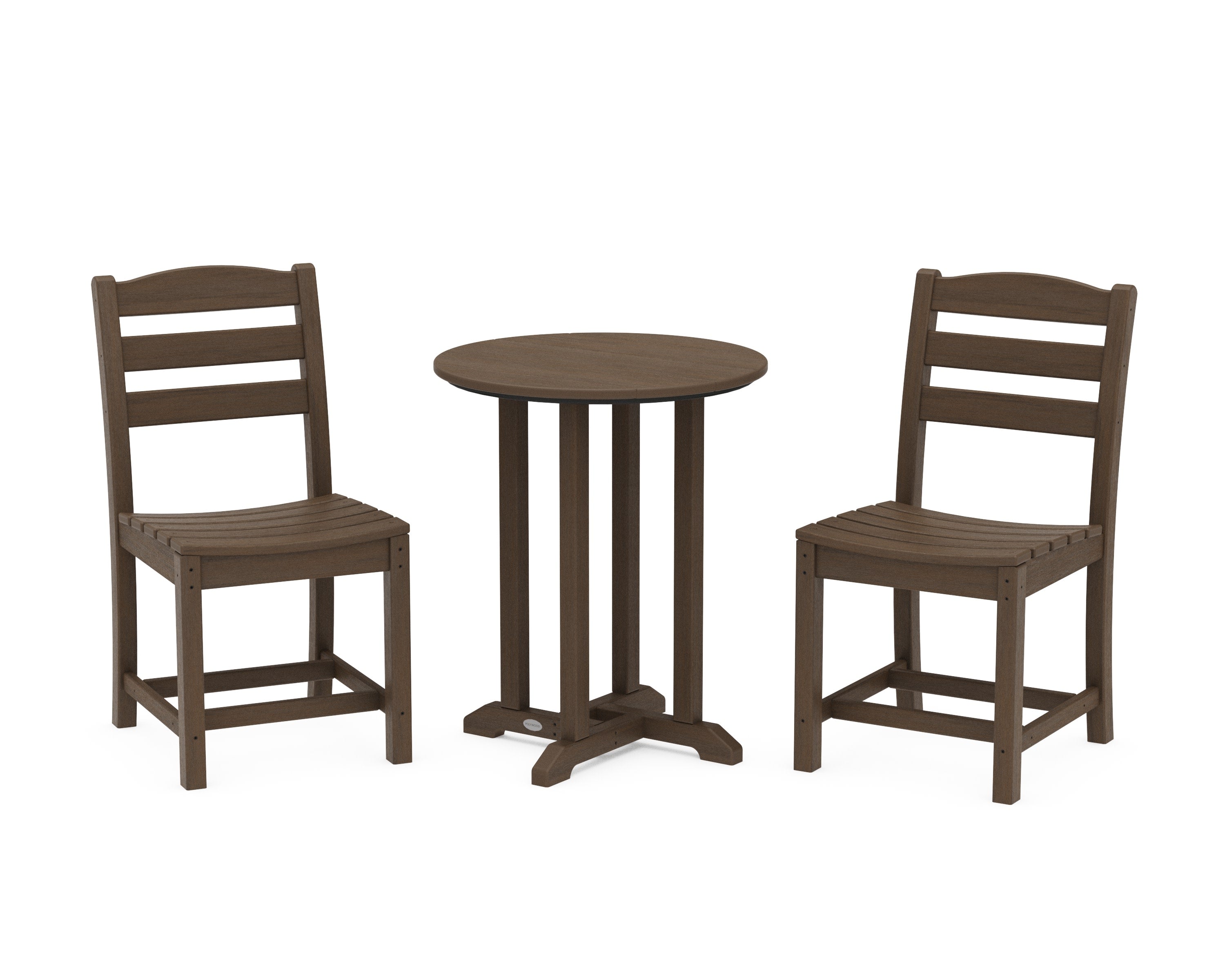 La Casa Caf Side Chair 3-Piece Round Bistro Dining Set in Kona