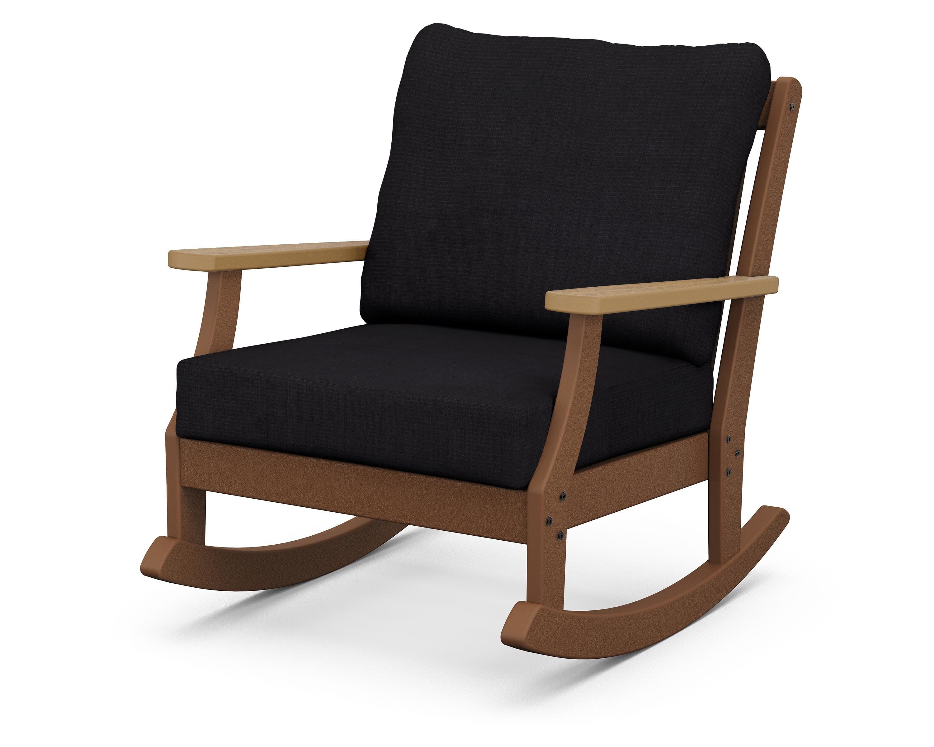 Braxton Deep Seating Rocking Chair in Teak / Natural / Midnight Linen