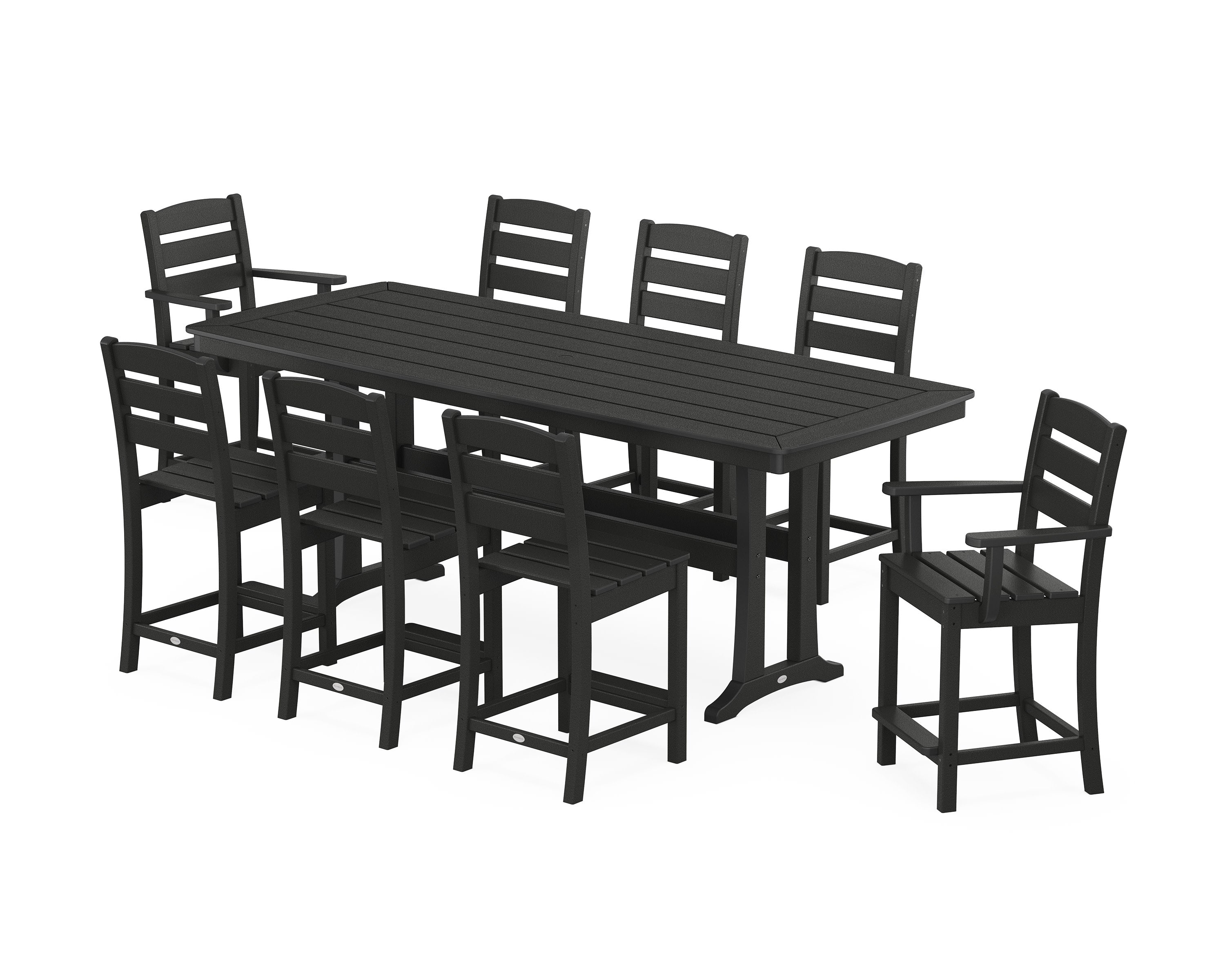 Lakeside 9-Piece Counter Set with Trestle Legs in Black