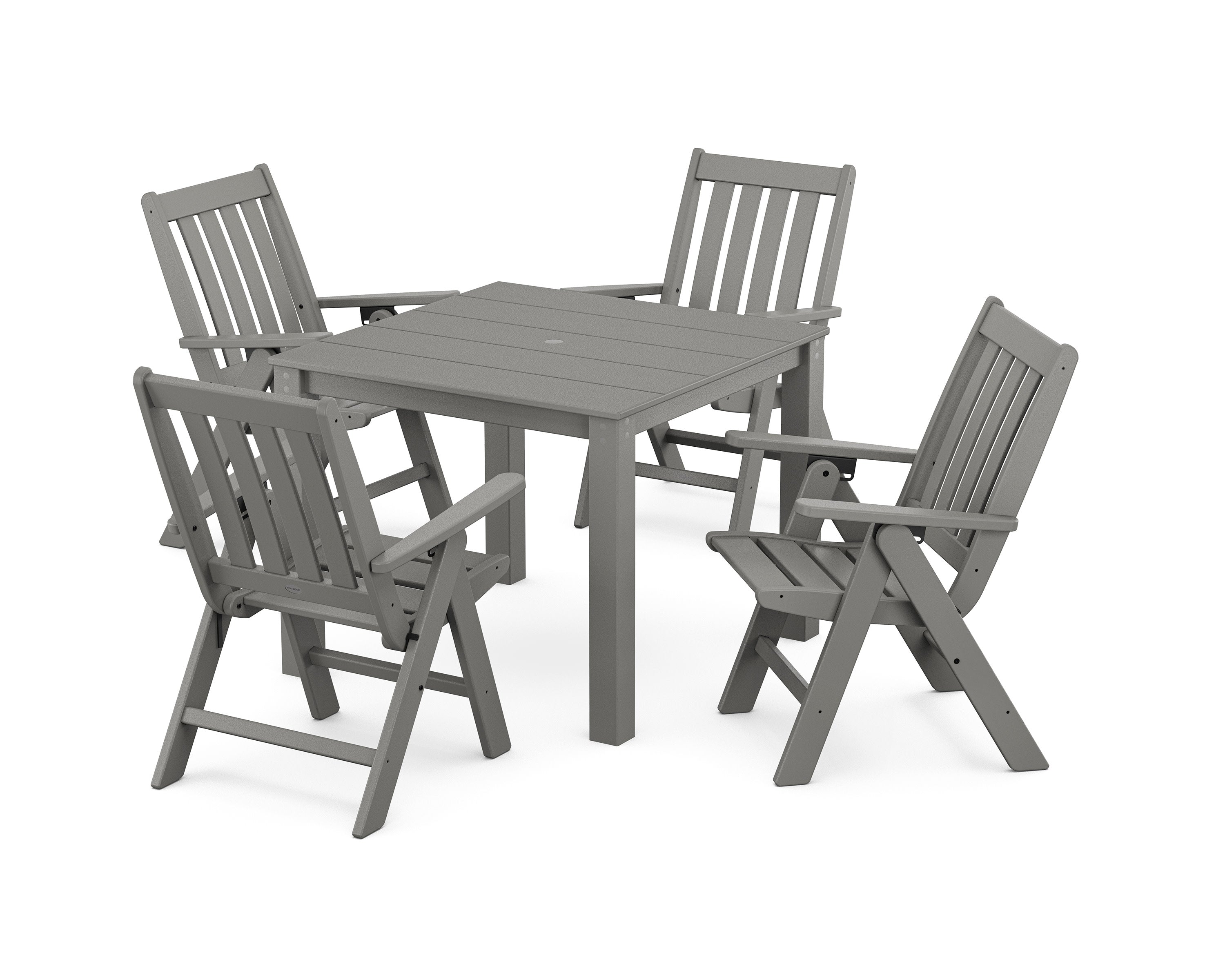 Vineyard Folding Chair 5-Piece Parsons Dining Set in Slate Grey