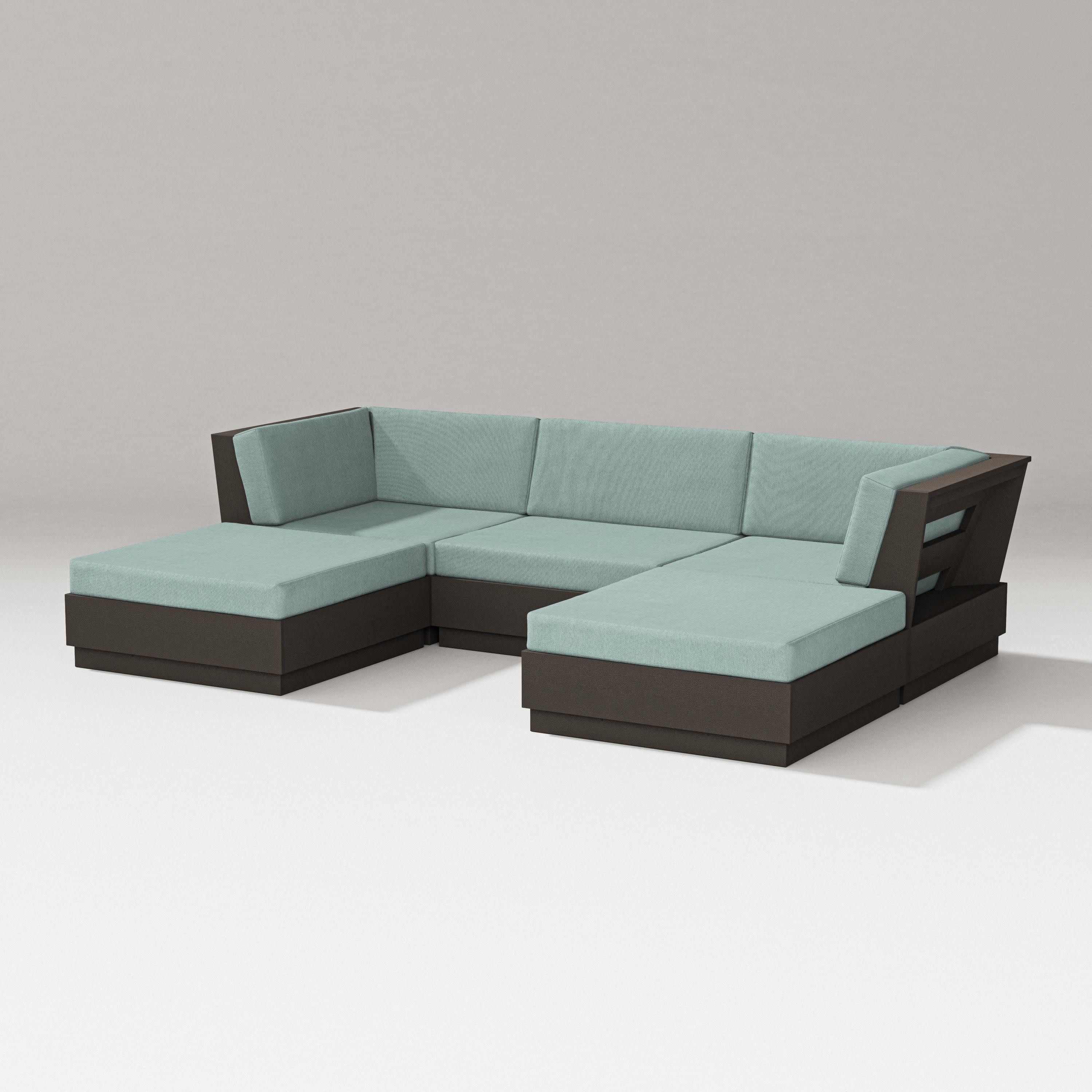 Elevate Double Chaise Sectional in Vintage Coffee / Glacier Spa