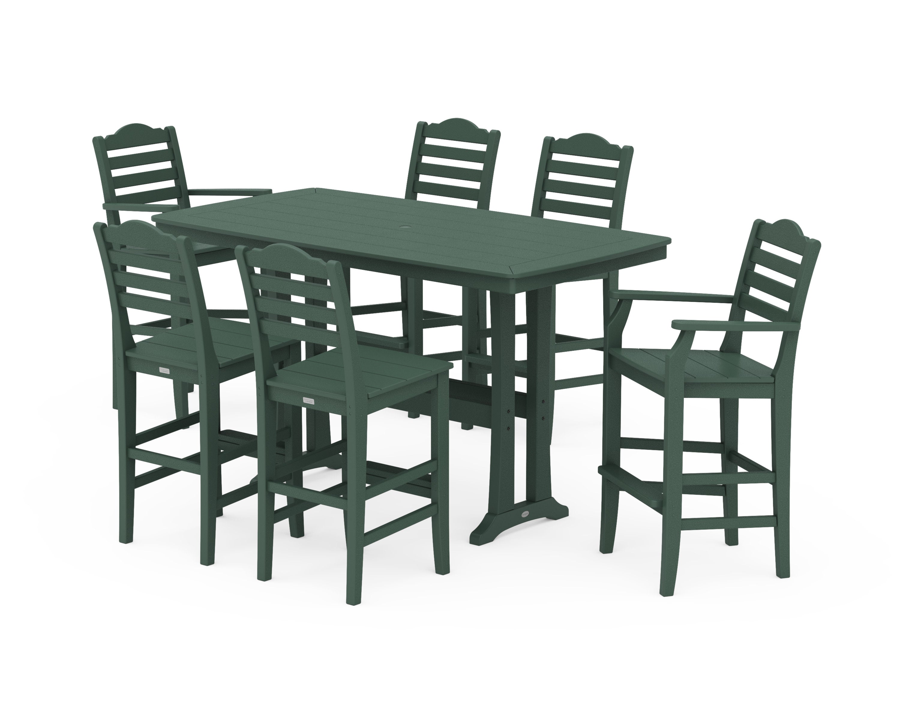 Savannah 7-Piece Bar Set with Trestle Legs in Green