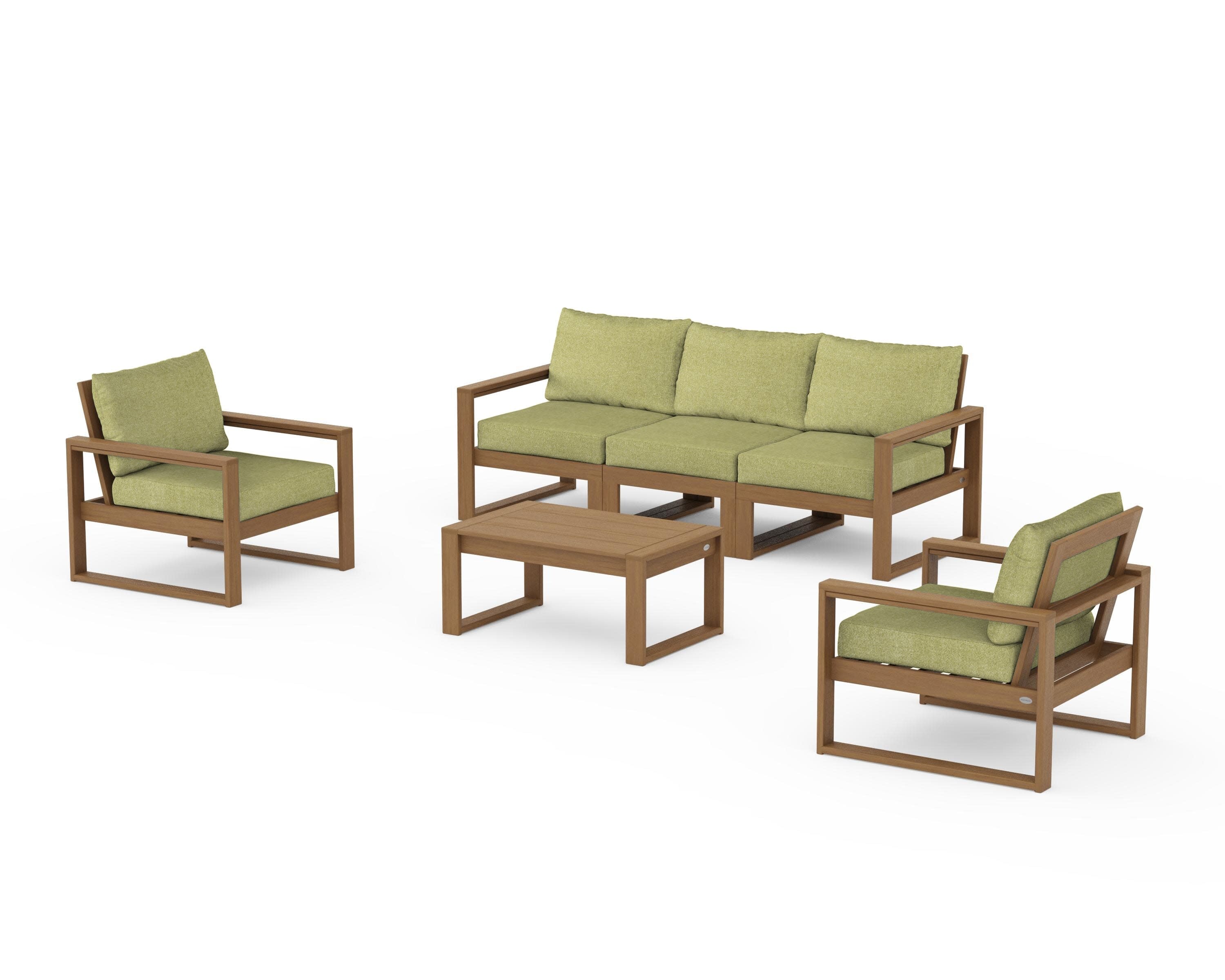 EDGE Sectional 4-Piece Deep Seating Set with Sofa in Natural / Chartreuse Boucle