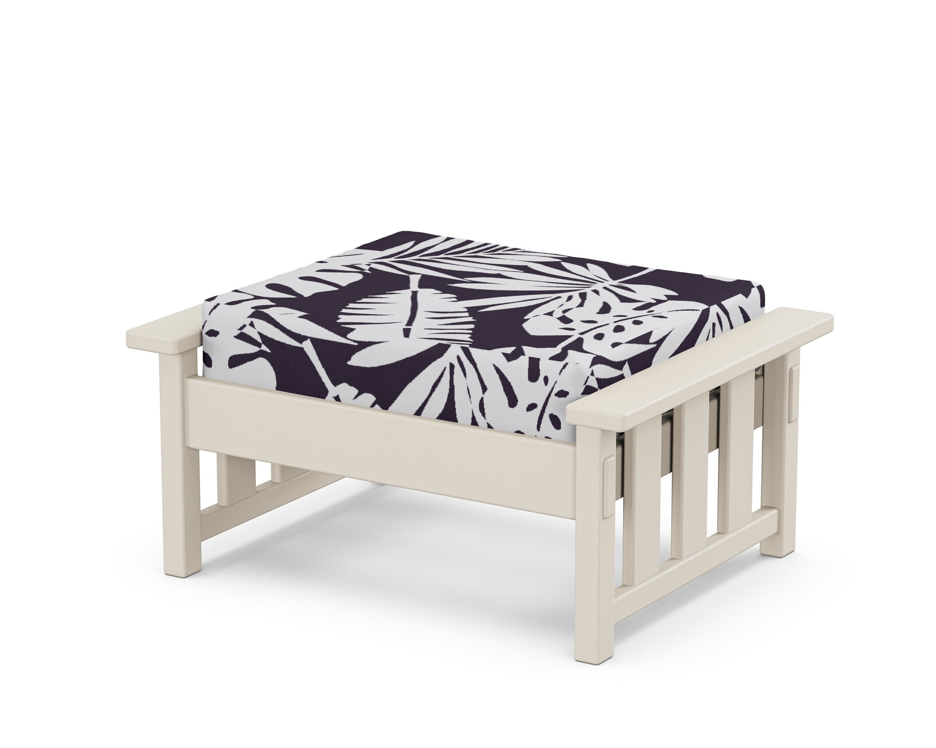 Acadia Deep Seating Ottoman in Sand / Leaf Navy