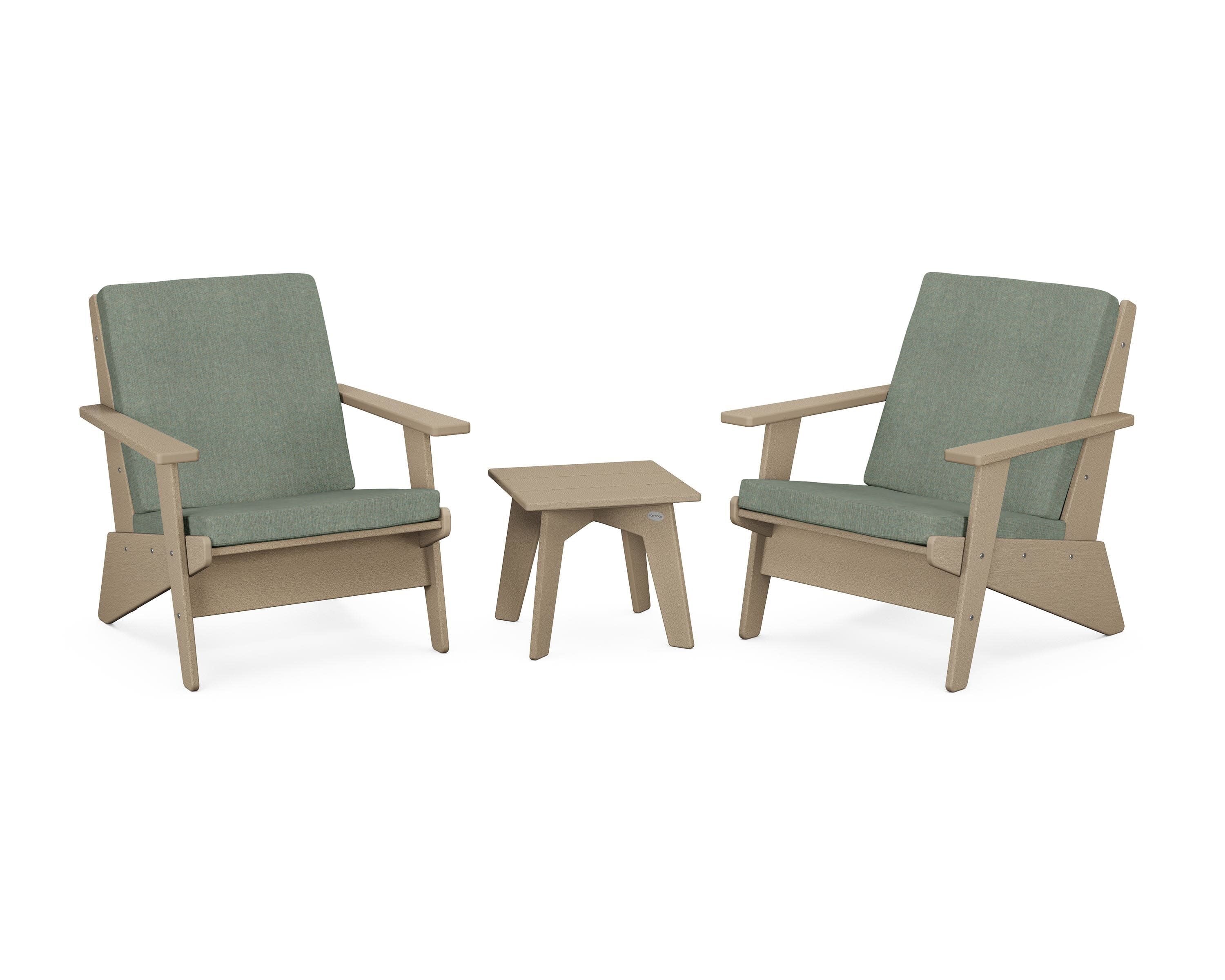 Riviera Modern Lounge 3-Piece Set in Vintage Sahara / Cast Sage