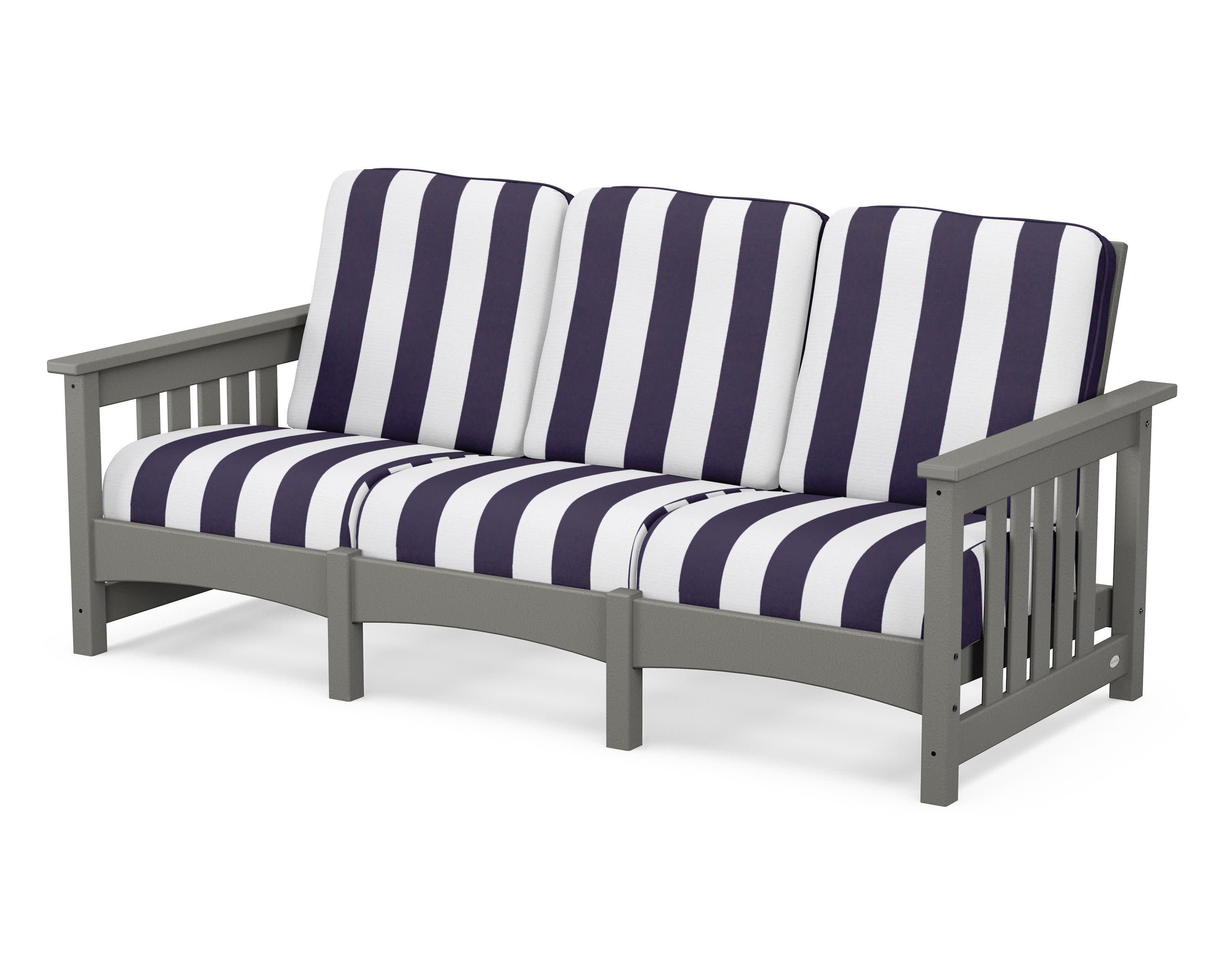 Club Mission Sofa in Slate Grey / Cabana Stripe Navy