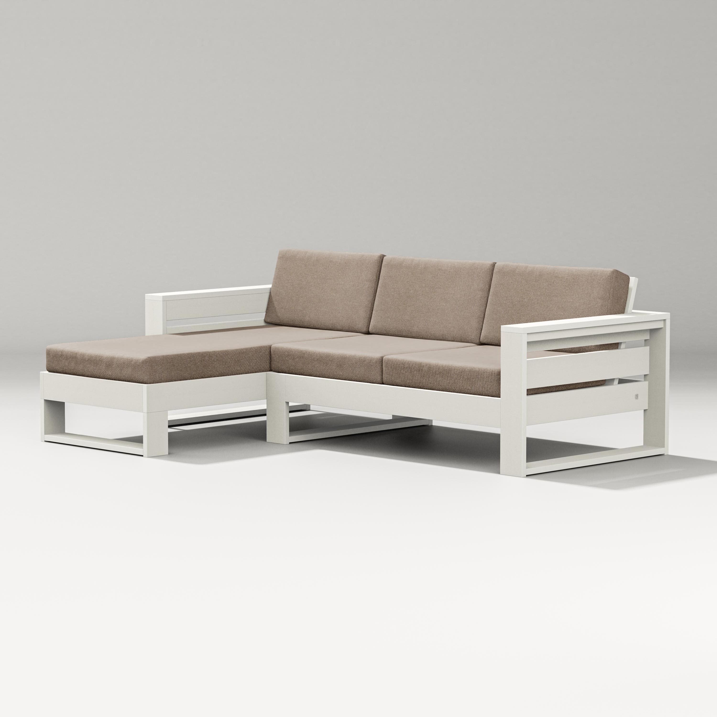 Latitude Left Chaise Sectional in Vintage White / Spiced Burlap
