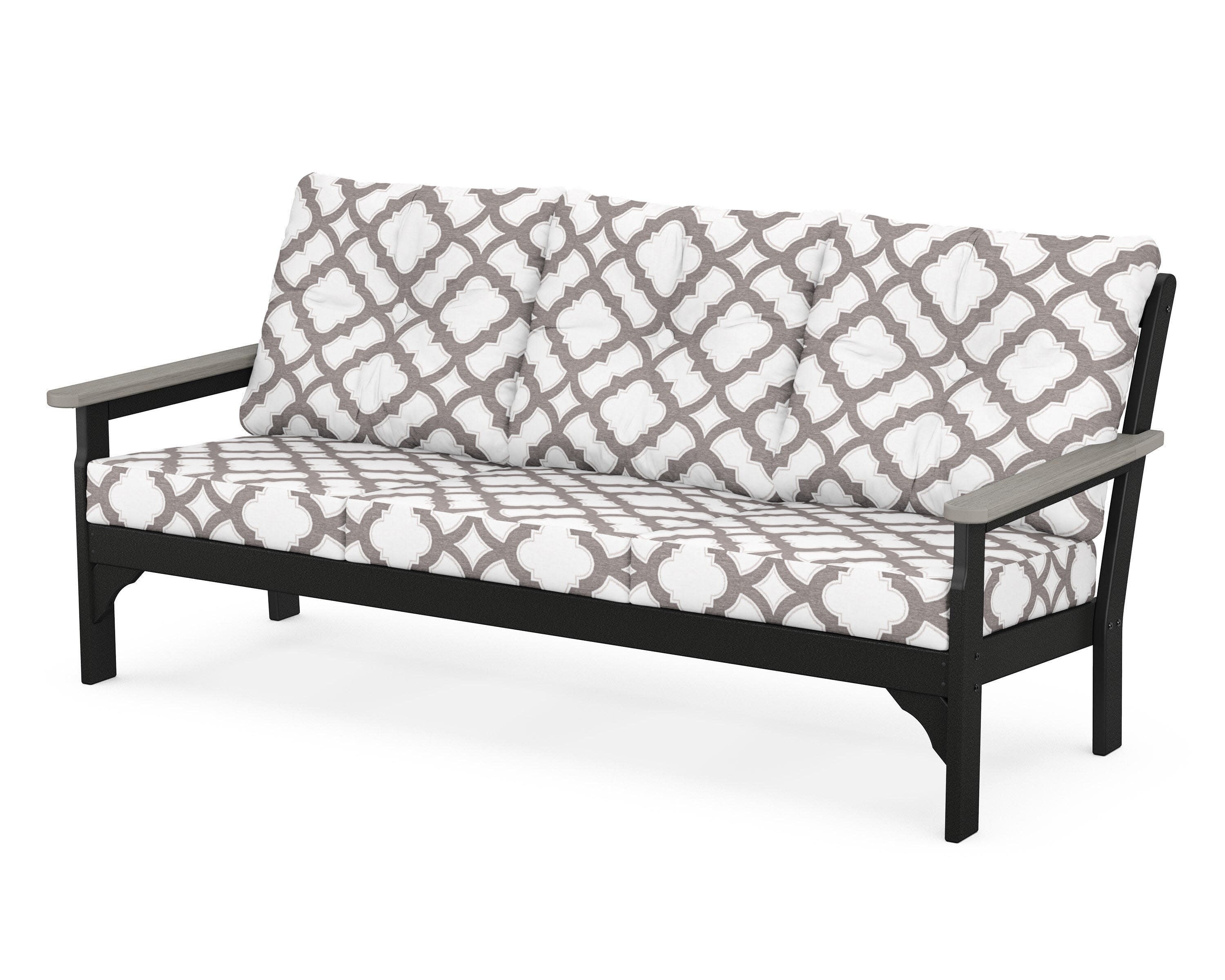 Vineyard Deep Seating Sofa in Black / Driftwood / Trellis Grey Mist