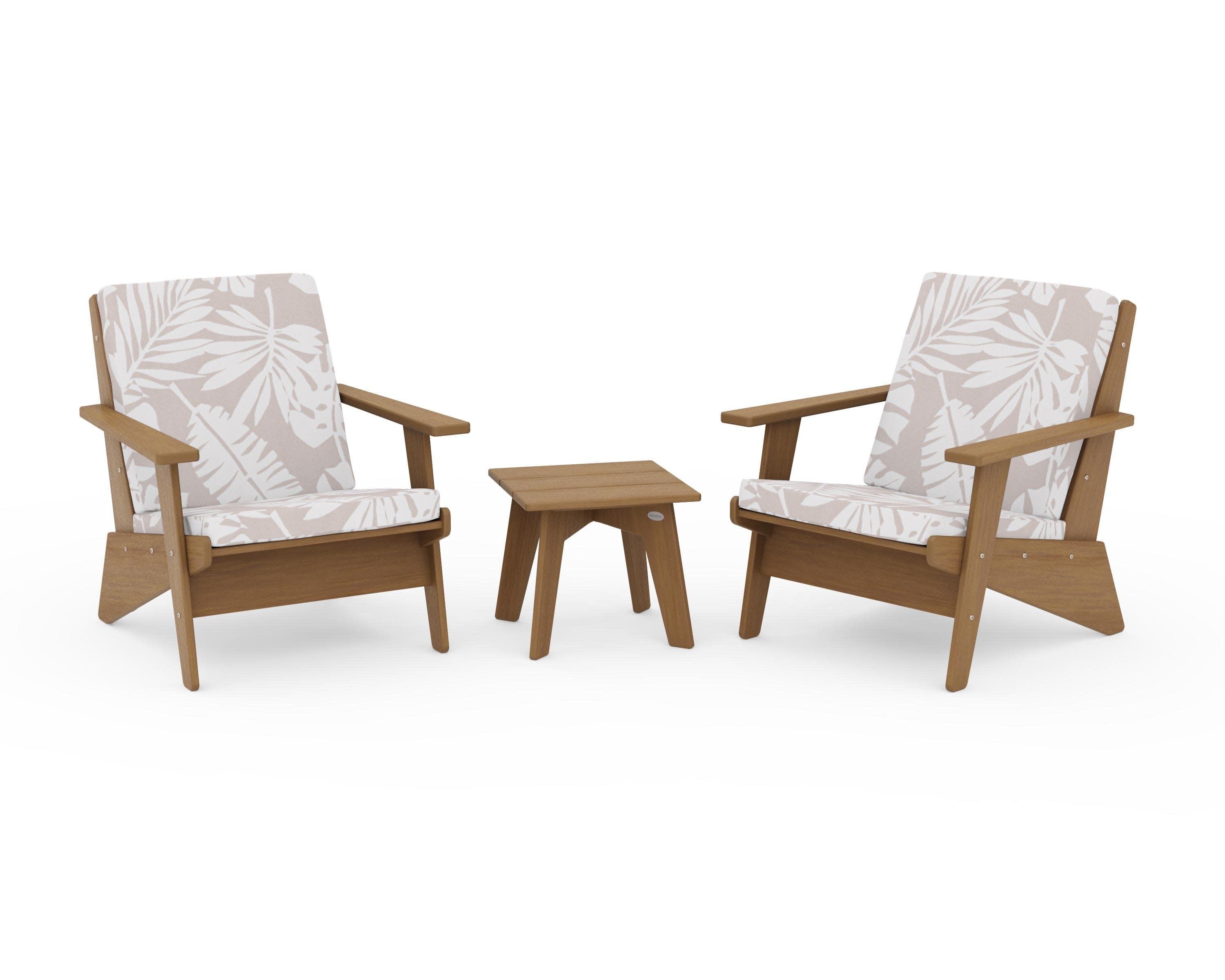 Riviera Modern Lounge 3-Piece Set in Natural / Leaf Dune Burlap